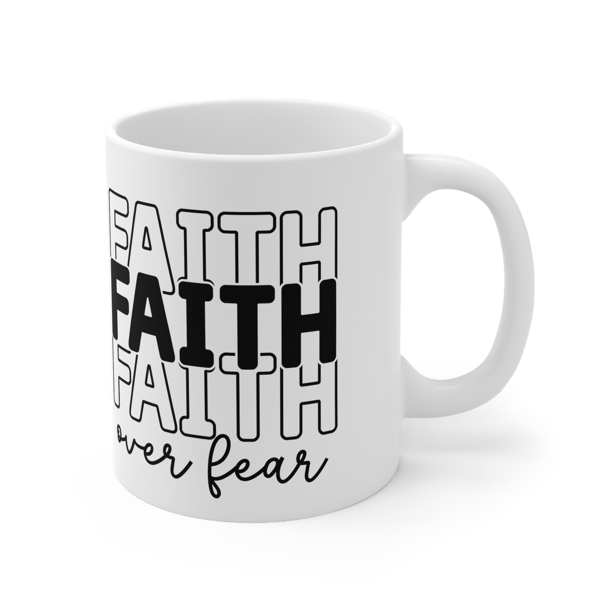 Inspirational 11oz Ceramic Mug - Faith Over Fear Design - GULLYDESIGN