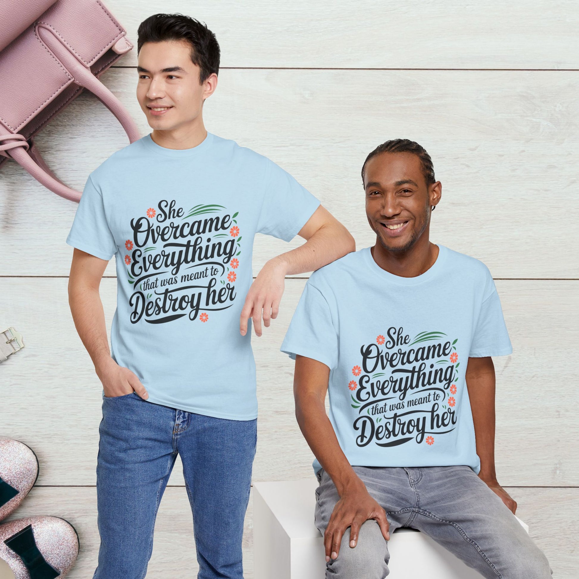 Empowering Women's Quote Unisex Heavy Cotton Tee - 'She Overcame Everything' - GULLYDESIGN
