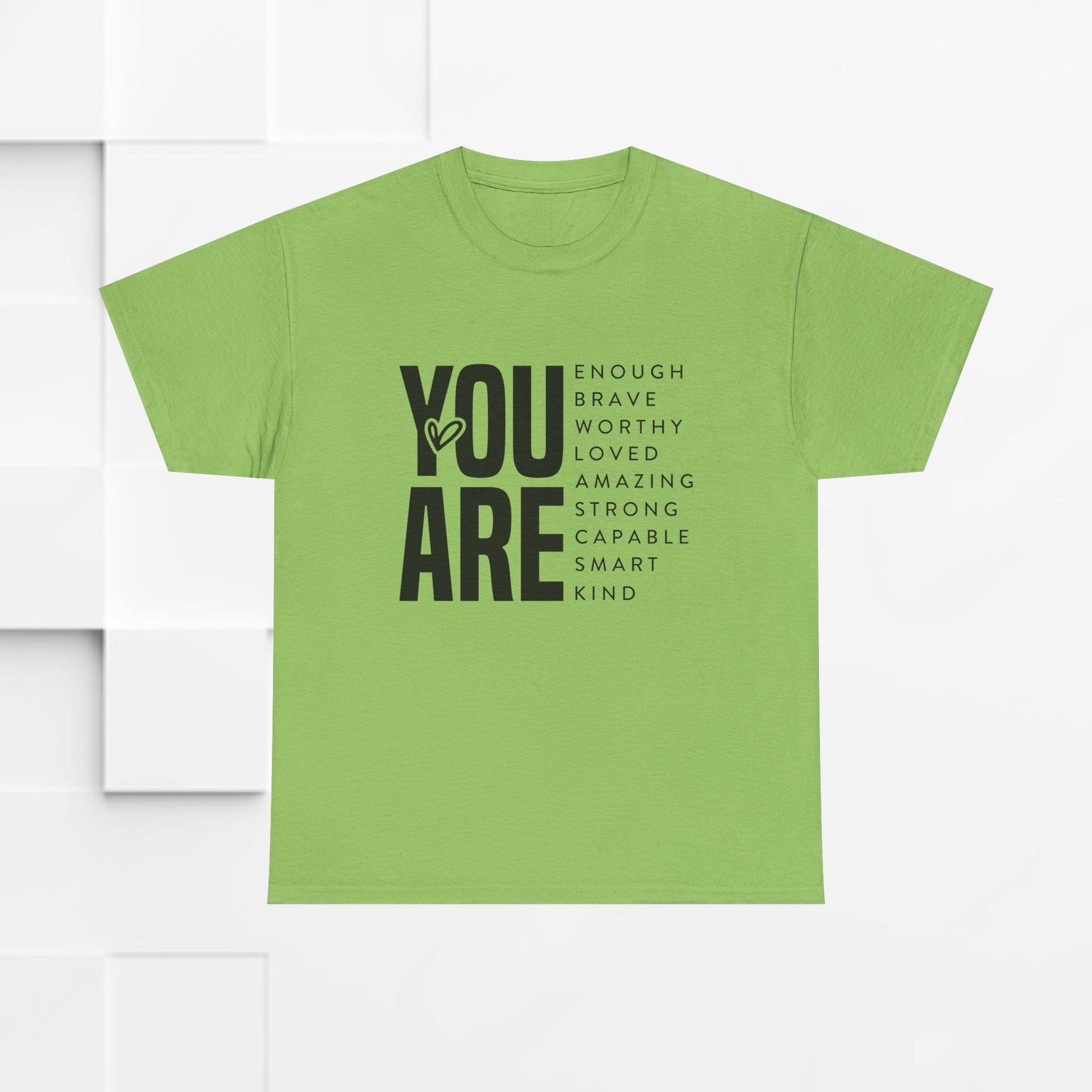 You Are Enough Unisex Heavy Cotton Tee | Inspirational Graphic Tee for Self-Love and Positivity - GULLYDESIGN