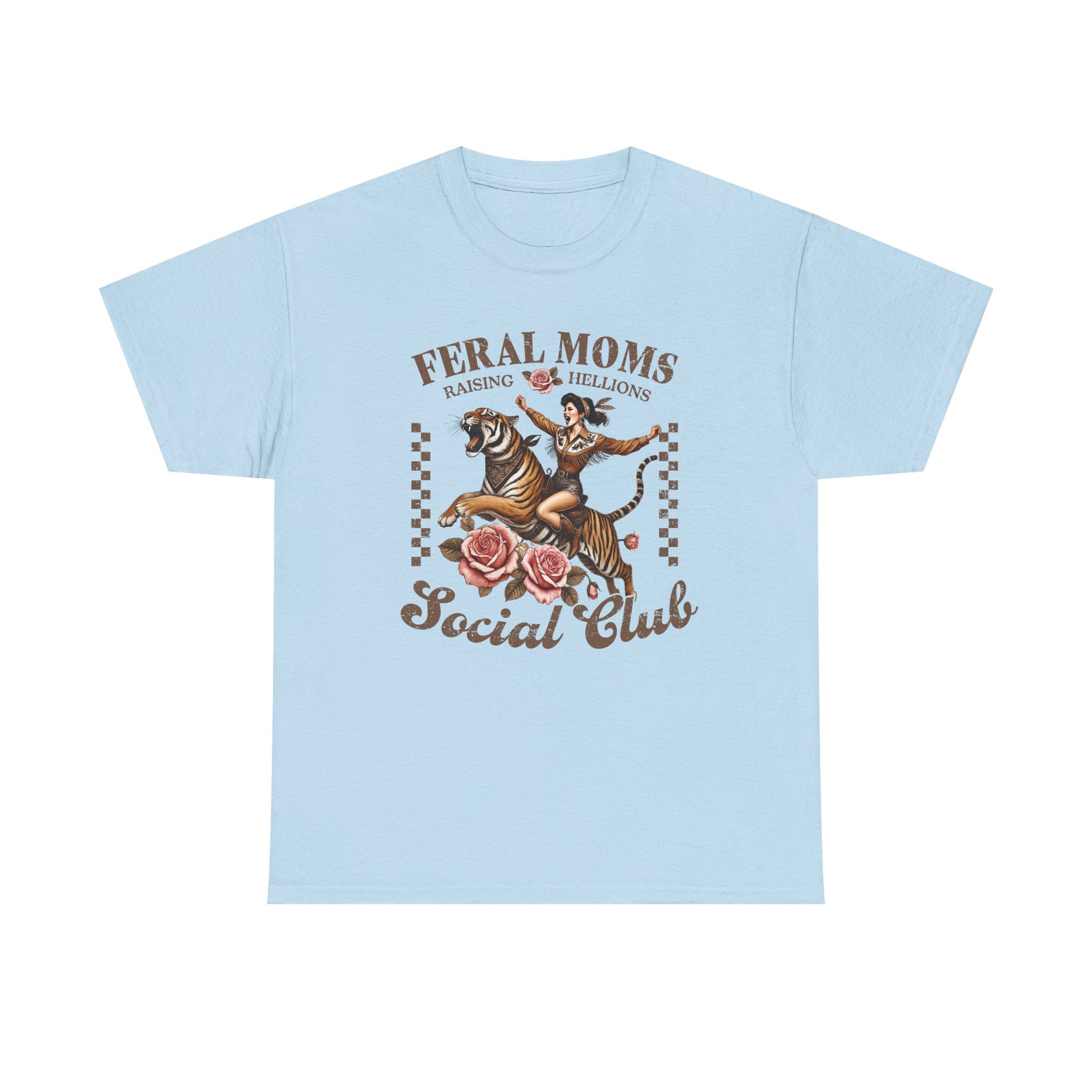 Feral Moms Social Club Tee - Unisex Heavy Cotton T-Shirt for Fun & Rebellious Moms - GULLYDESIGN