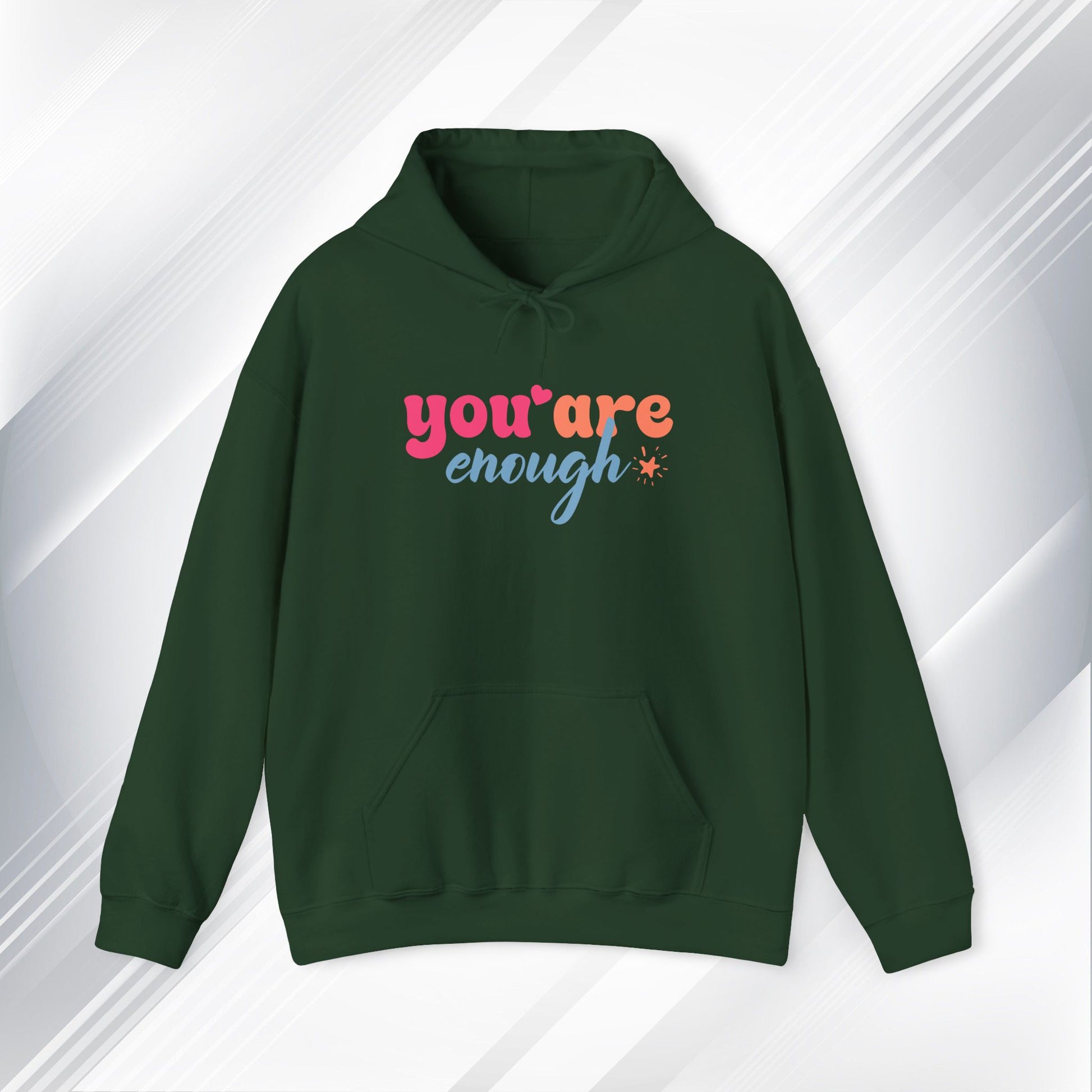 Inspirational Unisex Hoodie - 'You Are Enough' Motivational Sweatshirt for Self-Love & Positivity - GULLYDESIGN