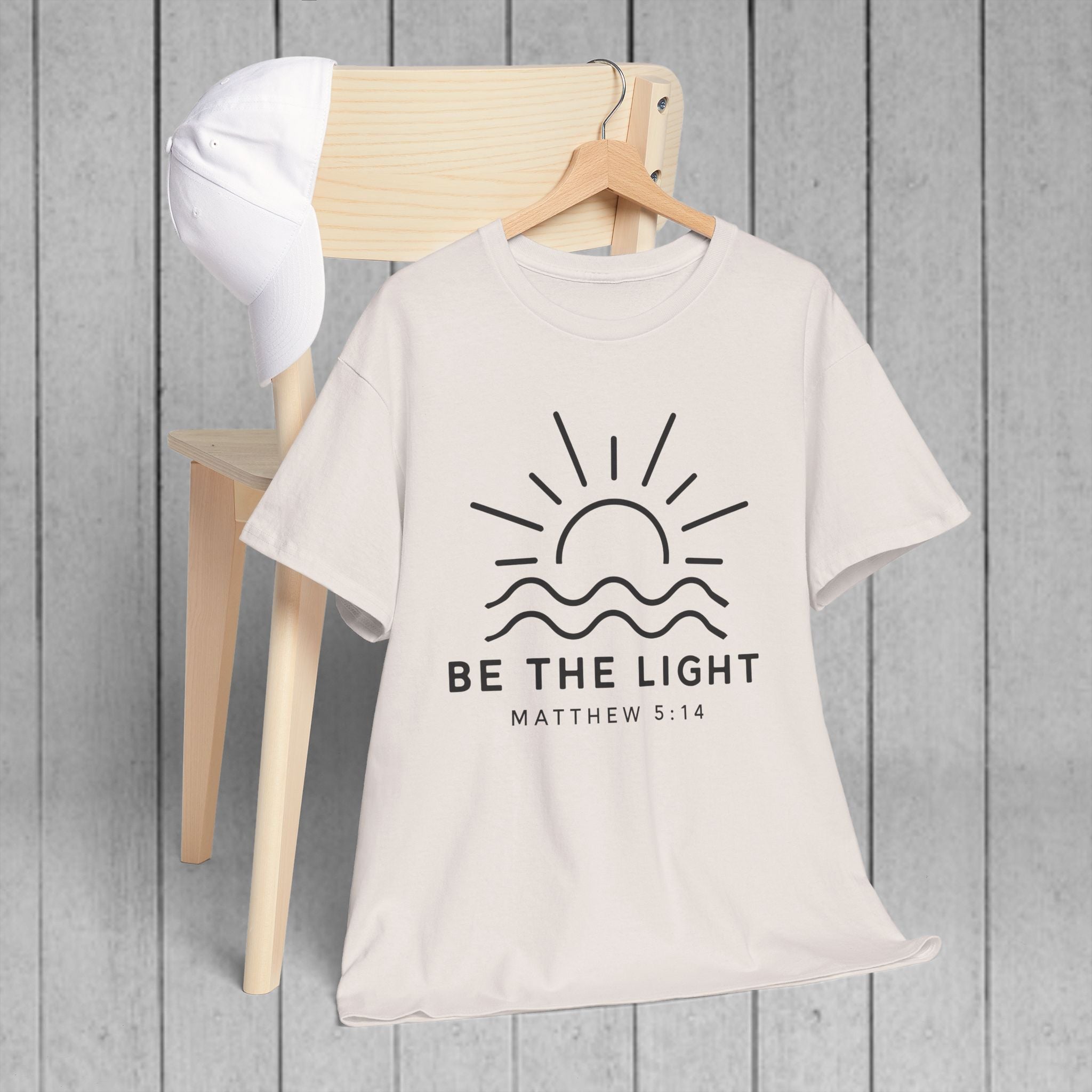 Inspirational Unisex Heavy Cotton Tee - 'Be The Light' Matthew 5:14 - GULLYDESIGN