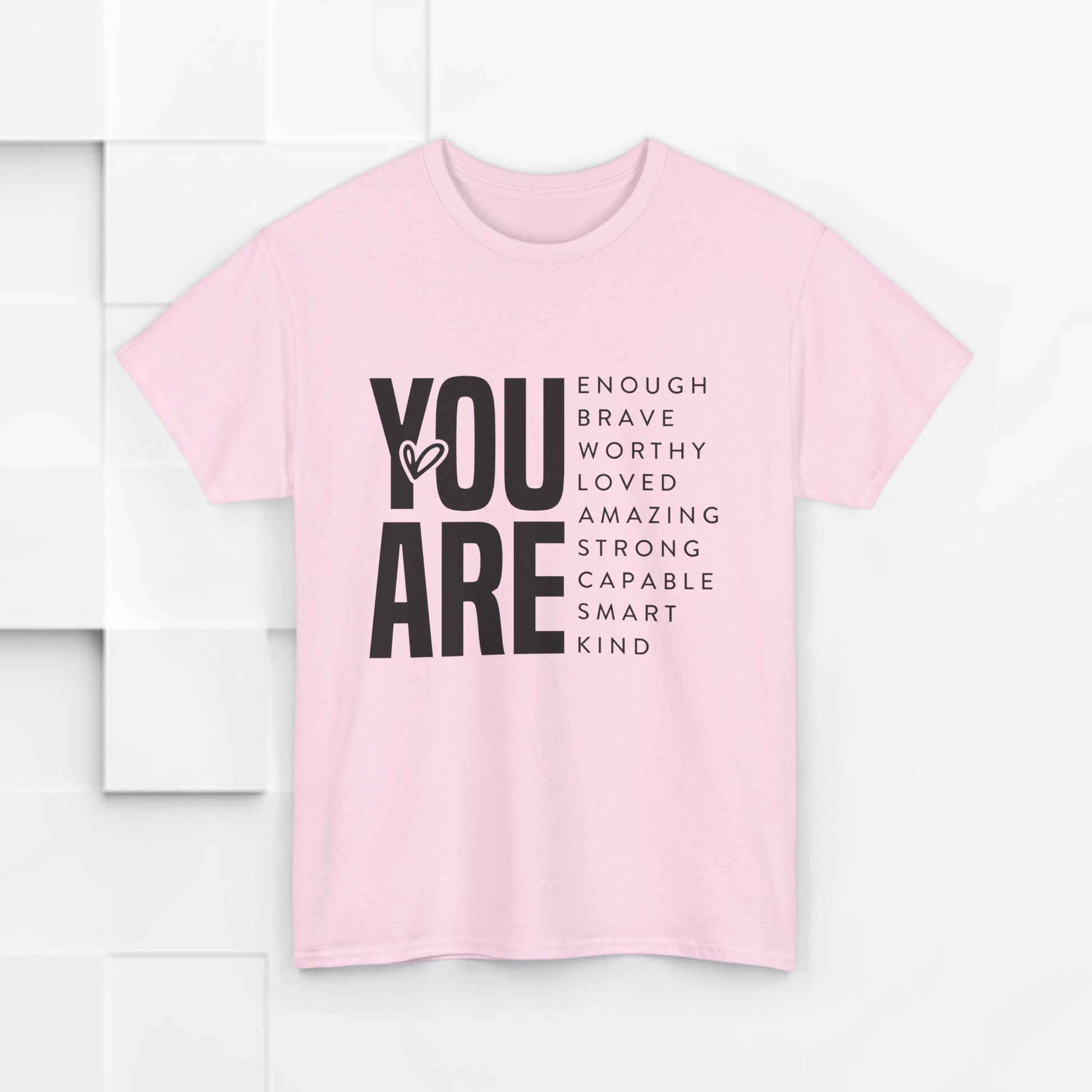 You Are Enough Unisex Heavy Cotton Tee | Inspirational Graphic Tee for Self-Love and Positivity - GULLYDESIGN