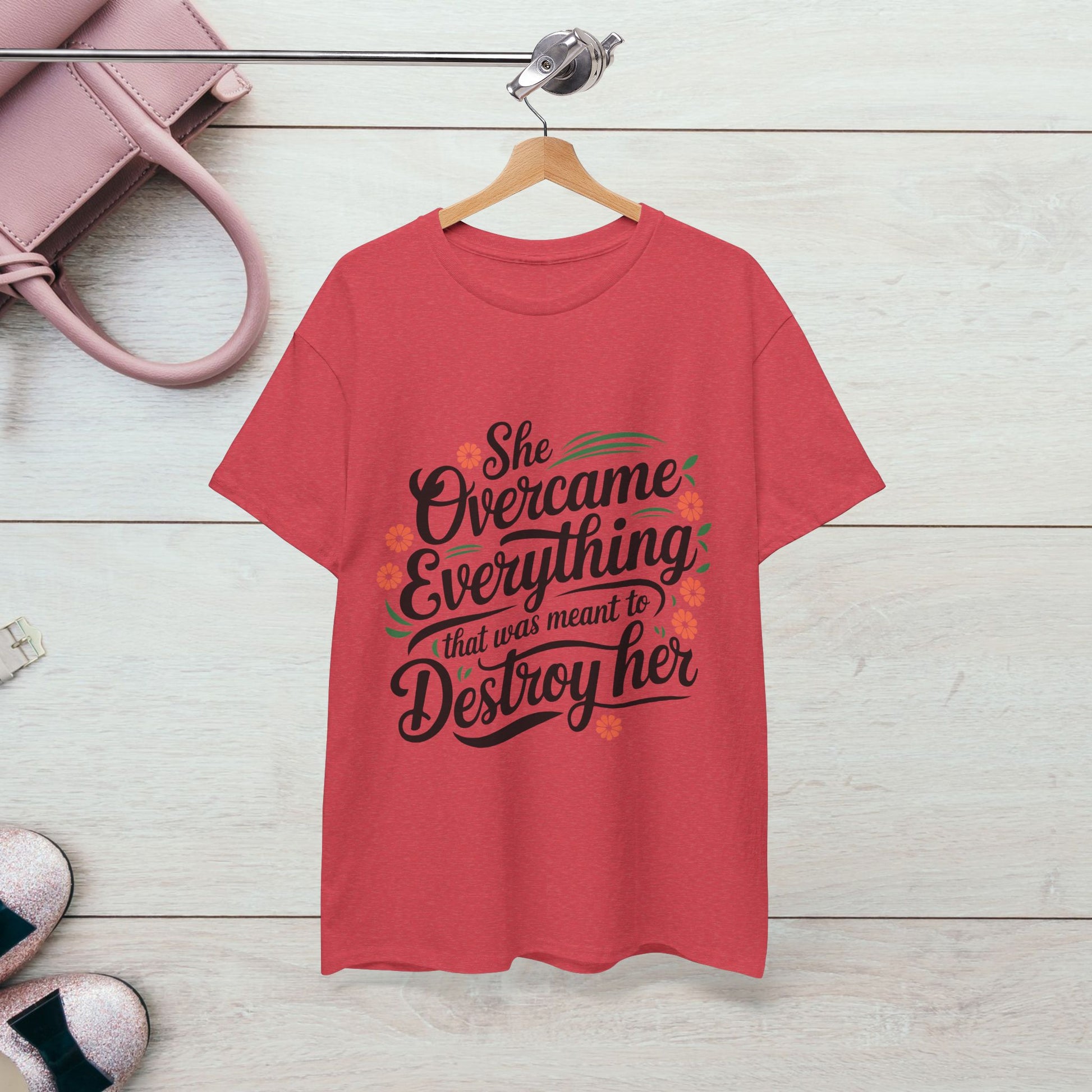 Empowering Women's Quote Unisex Heavy Cotton Tee - 'She Overcame Everything' - GULLYDESIGN