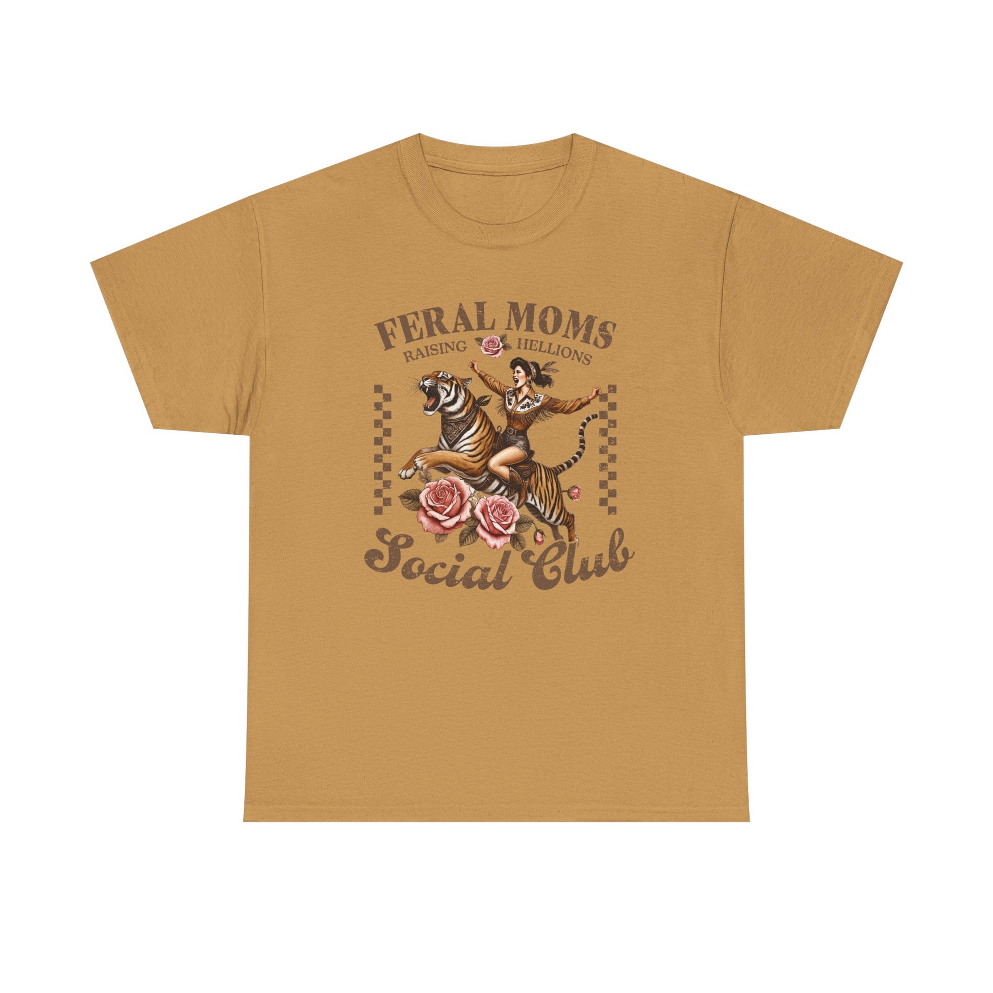 Feral Moms Social Club Tee - Unisex Heavy Cotton T-Shirt for Fun & Rebellious Moms - GULLYDESIGN
