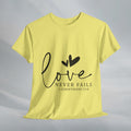 Love Never Fails Unisex Heavy Cotton Tee - Inspirational Christian T-Shirt - GULLYDESIGN