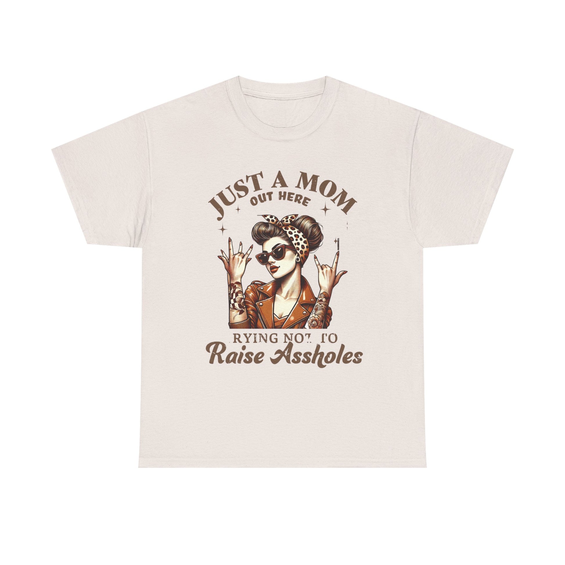 Just a Mom Heavy Cotton Tee - Funny Mom Shirt - GULLYDESIGN