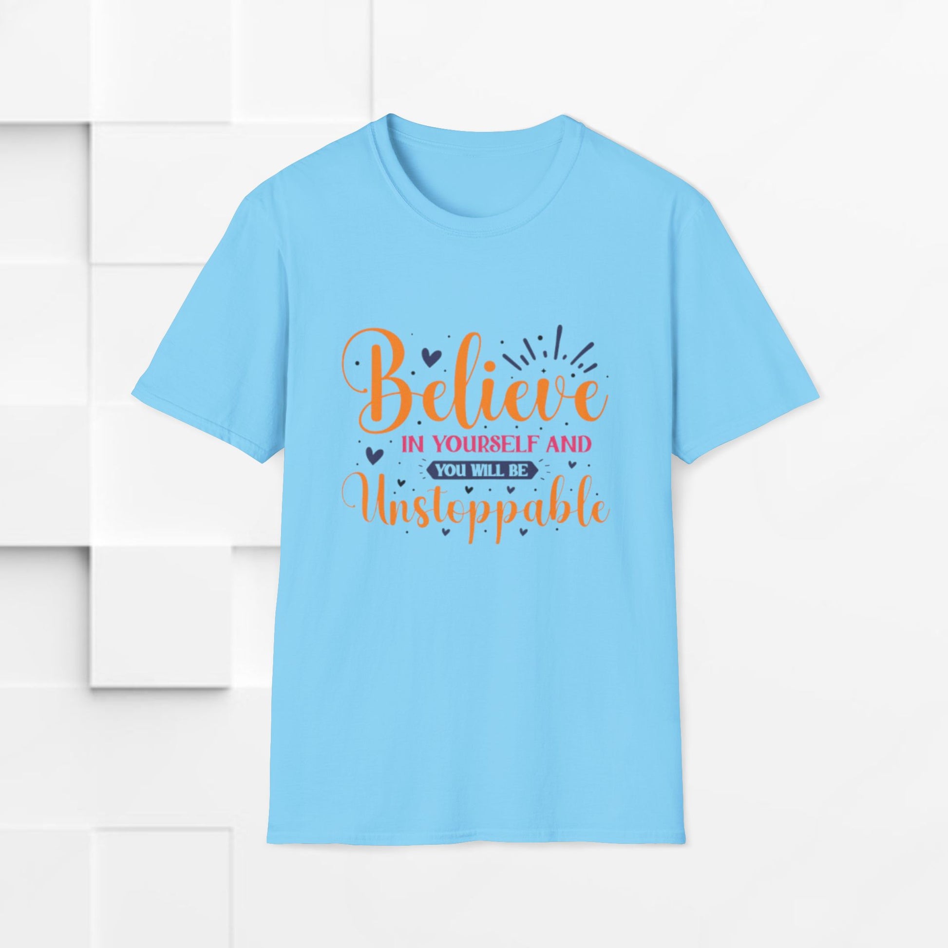 Unisex Softstyle T-Shirt - 'Believe in Yourself and You Will Be Unstoppable' Inspirational Tee - GULLYDESIGN