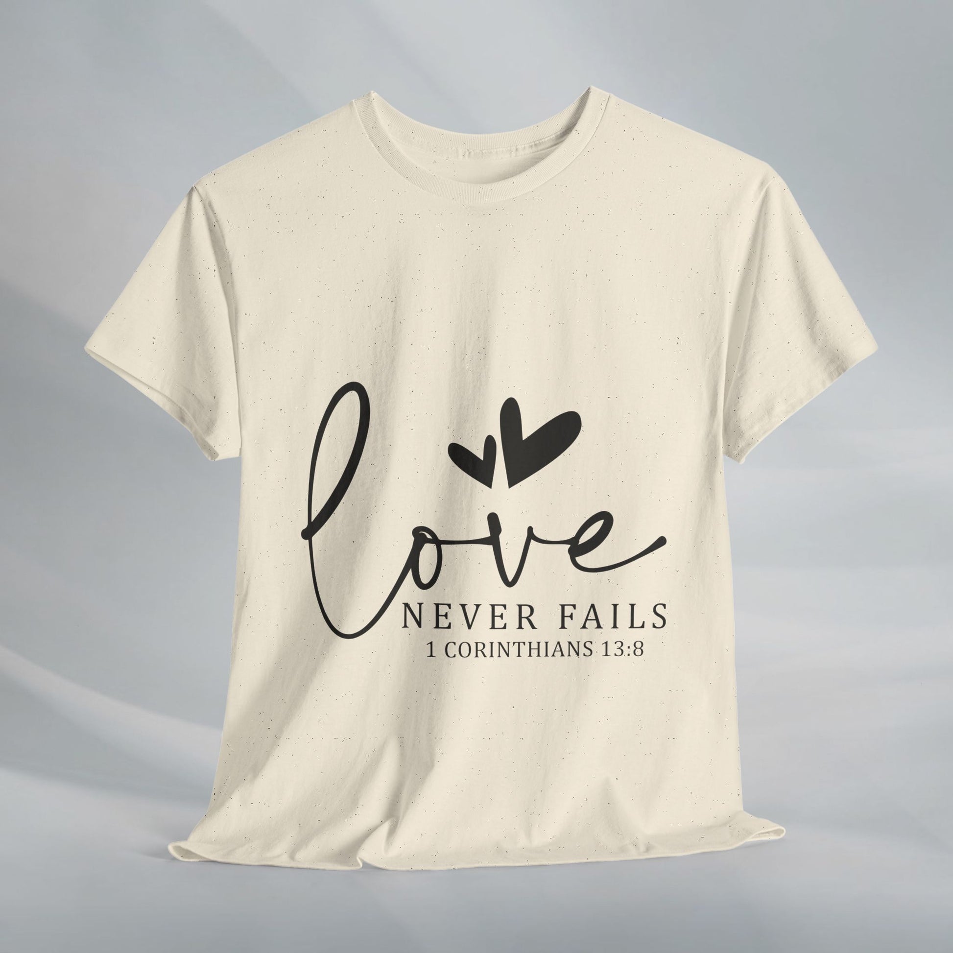 Love Never Fails Unisex Heavy Cotton Tee - Inspirational Christian T-Shirt - GULLYDESIGN