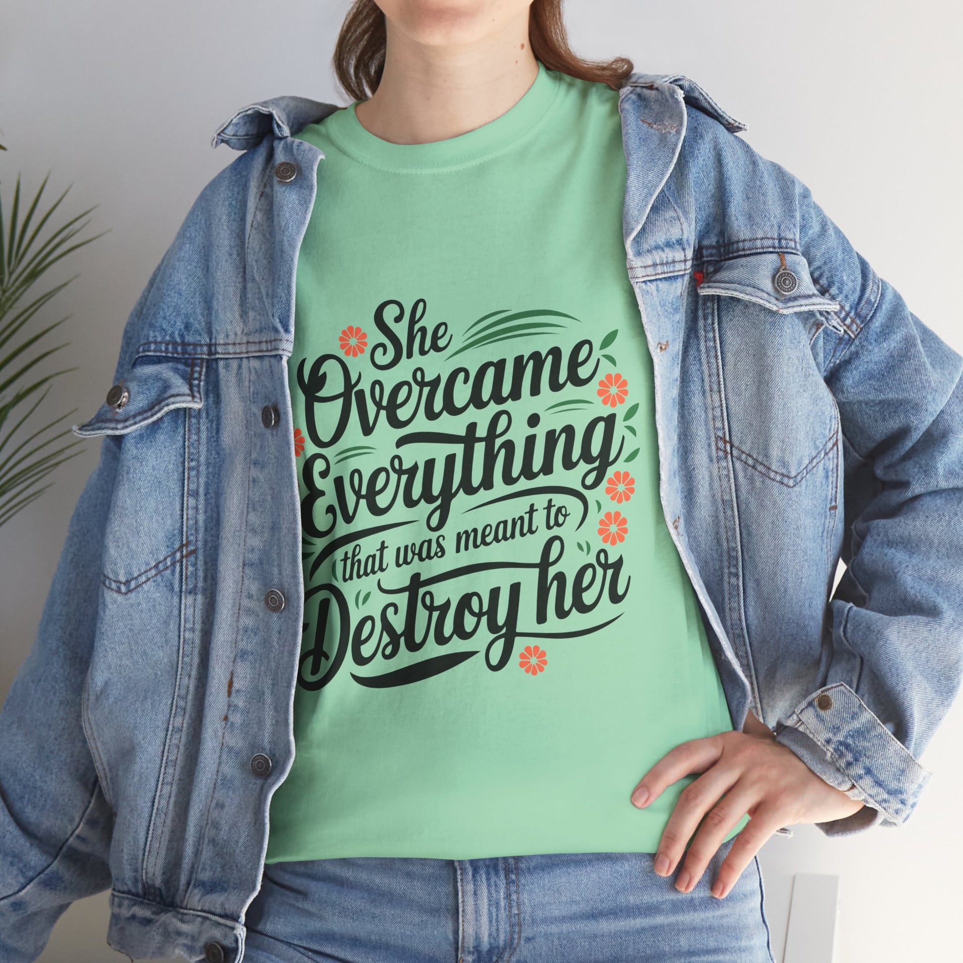Empowering Women's Quote Unisex Heavy Cotton Tee - 'She Overcame Everything' - GULLYDESIGN