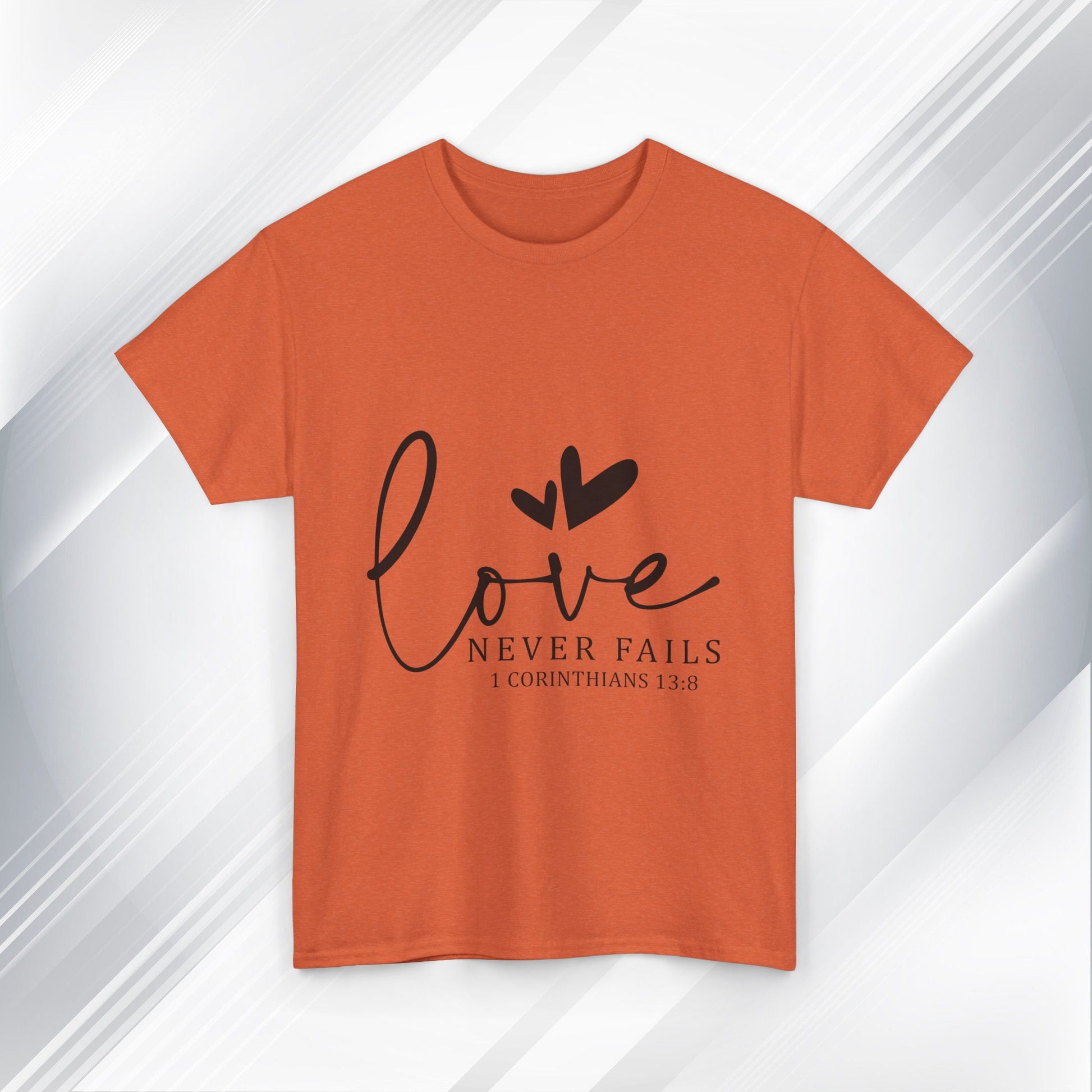 Love Never Fails Unisex Heavy Cotton Tee - Inspirational Christian T-Shirt - GULLYDESIGN