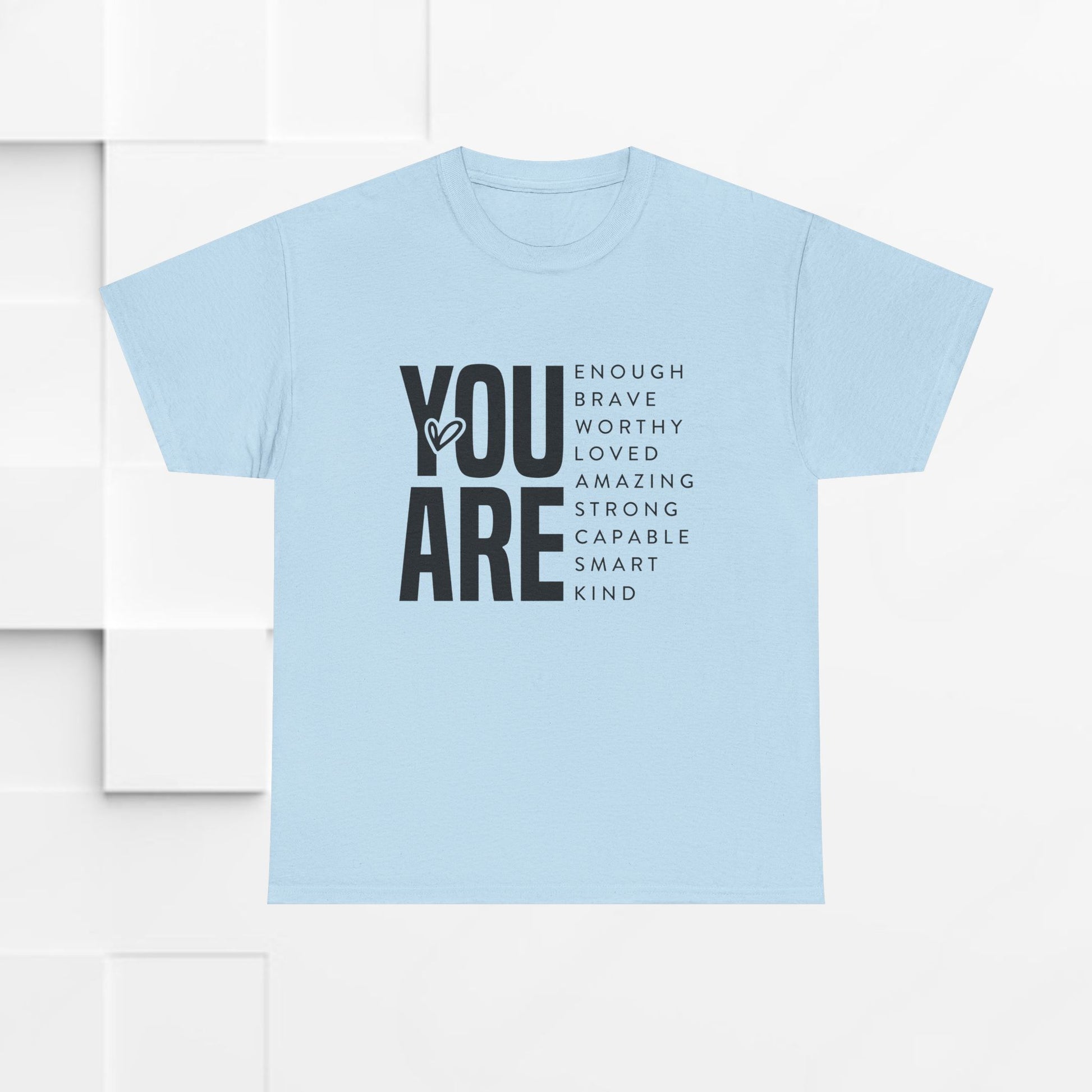 You Are Enough Unisex Heavy Cotton Tee | Inspirational Graphic Tee for Self-Love and Positivity - GULLYDESIGN
