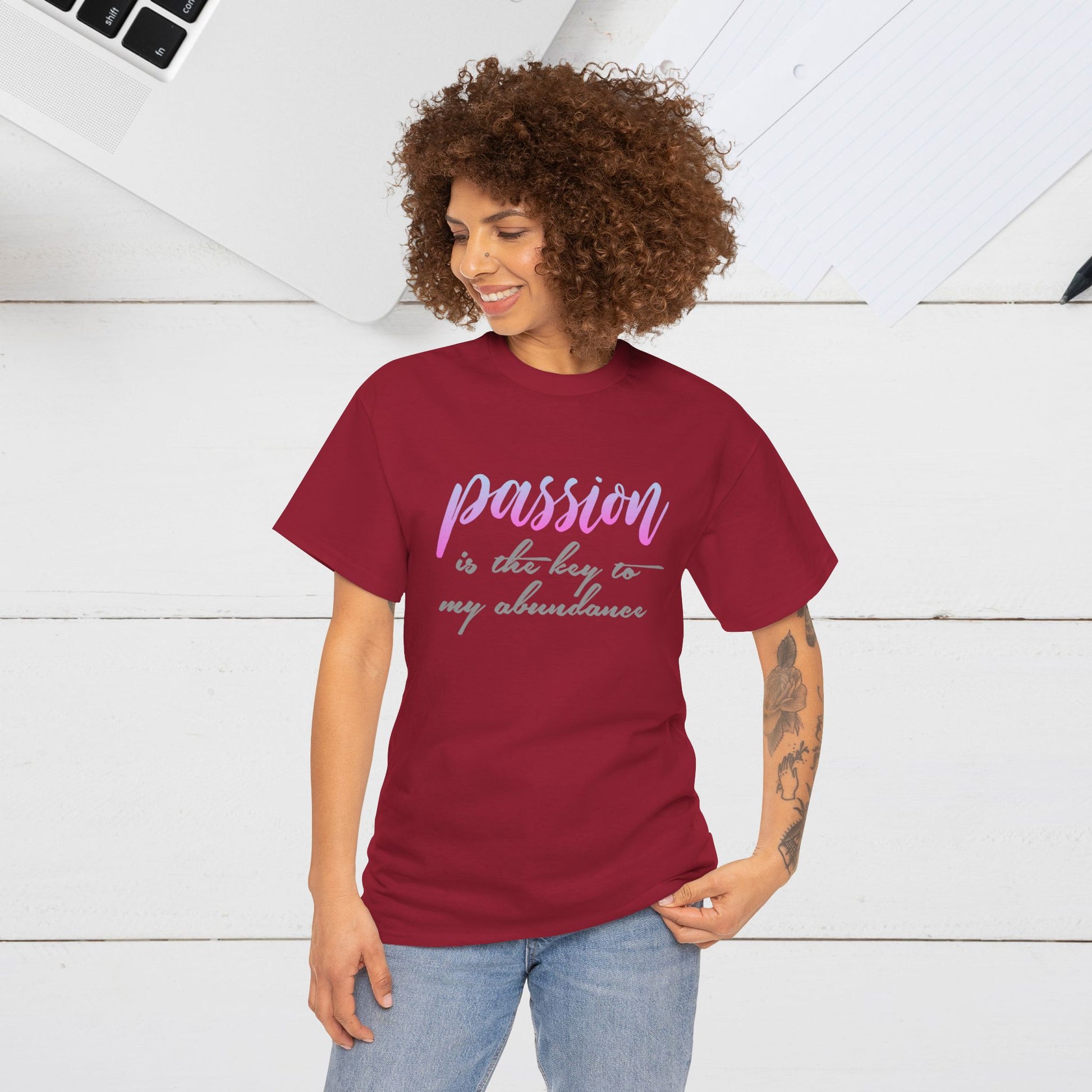 Passion is the Key Unisex Heavy Cotton Tee - Motivational T-Shirt for Inspiration and Abundance - GULLYDESIGN