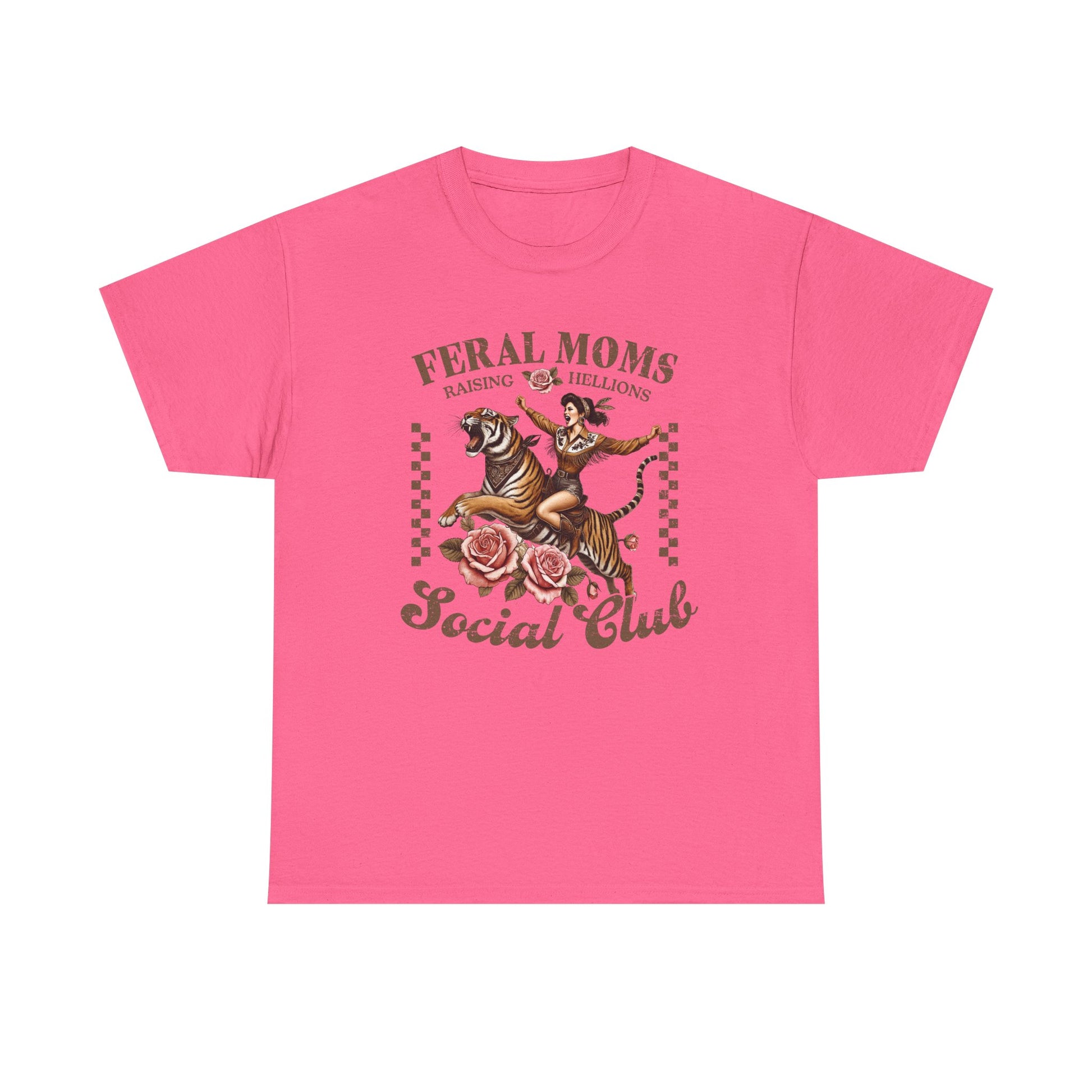 Feral Moms Social Club Tee - Unisex Heavy Cotton T-Shirt for Fun & Rebellious Moms - GULLYDESIGN