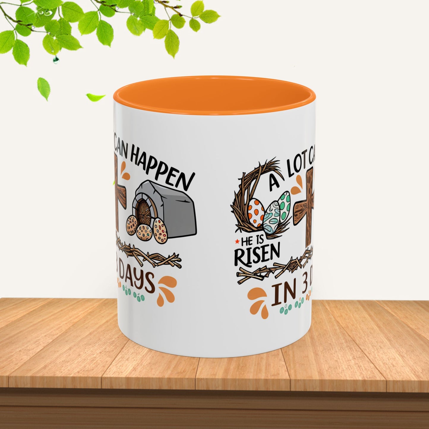 Inspirational Easter Mug - "A Lot Can Happen in 3 Days" - Colorful 11oz & 15oz Coffee Cup - GULLYDESIGN