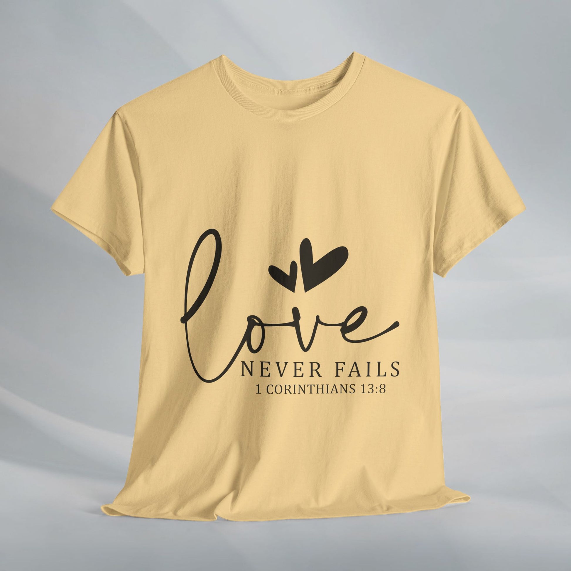 Love Never Fails Unisex Heavy Cotton Tee - Inspirational Christian T-Shirt - GULLYDESIGN