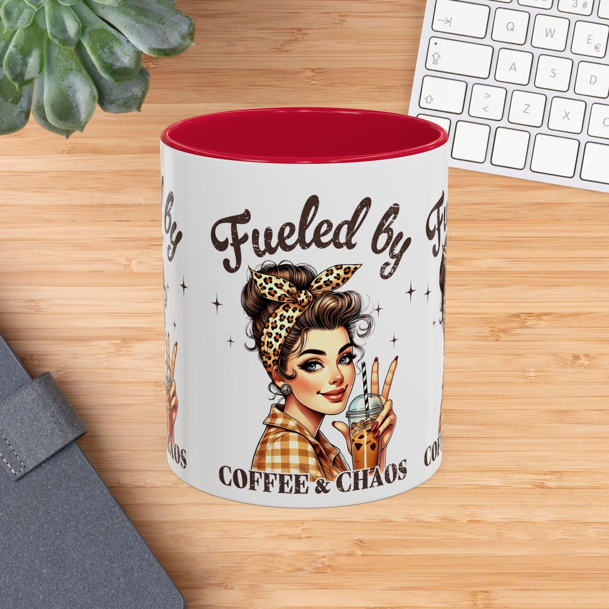 Colorful Coffee Mug - "Fueled by Coffee & Chaos" - Fun & Trendy Drinkware for Coffee Lovers - GULLYDESIGN
