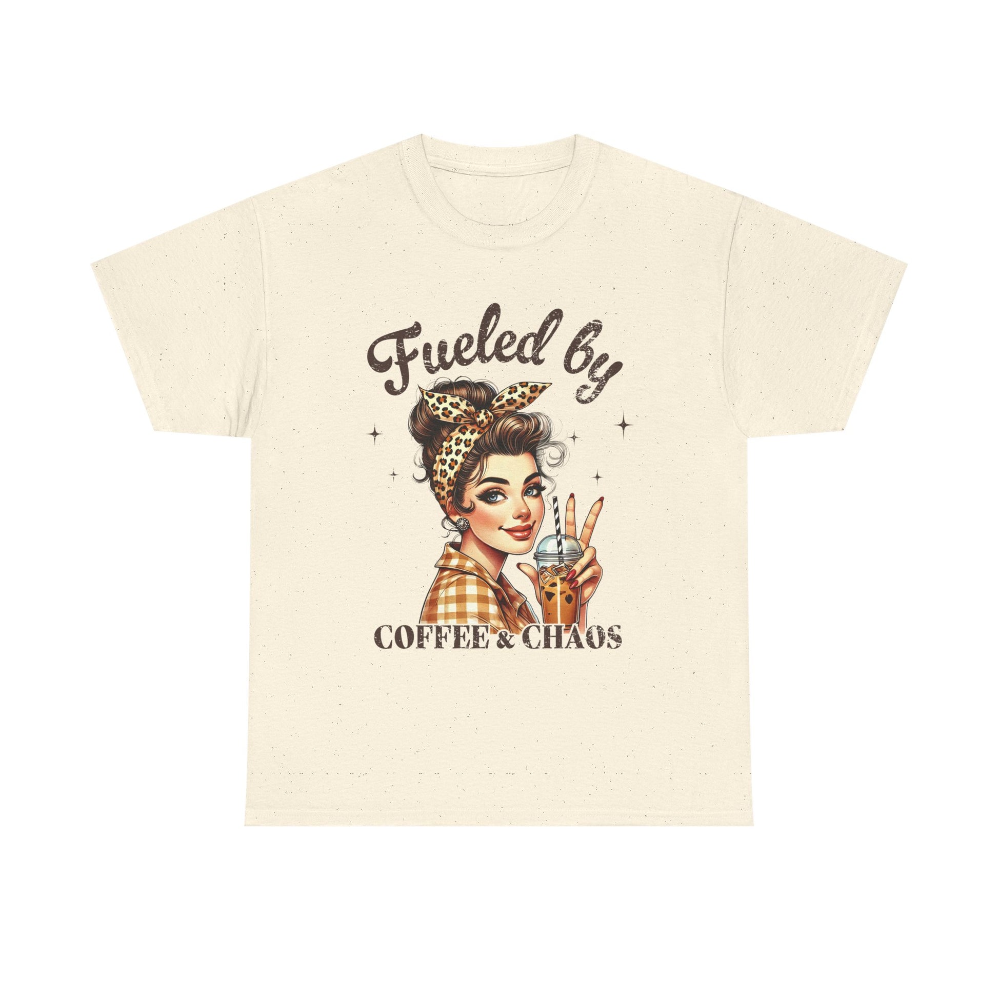 Fueled by Coffee & Chaos Unisex Tee - Fun Graphic Shirt for Coffee Lovers - GULLYDESIGN