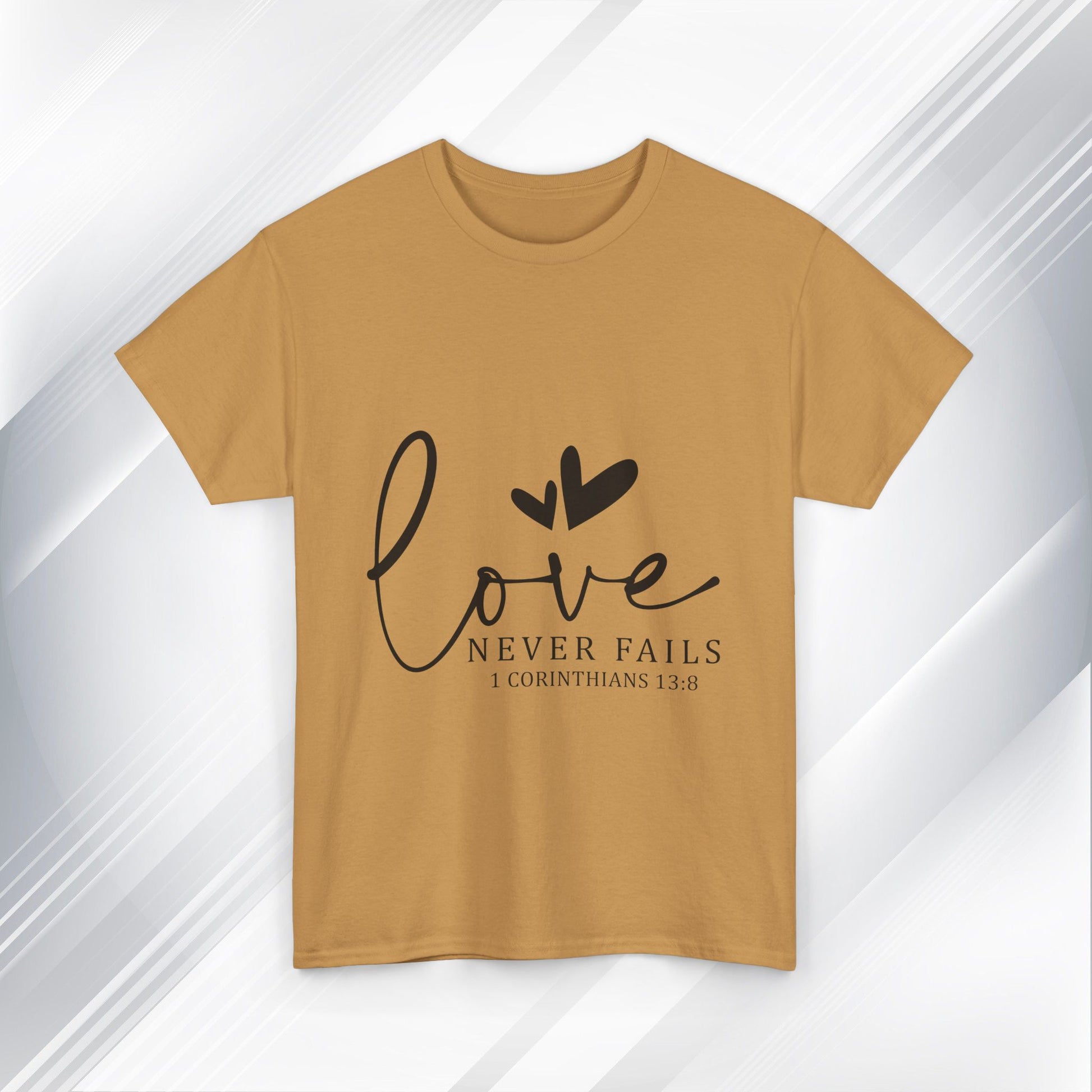 Love Never Fails Unisex Heavy Cotton Tee - Inspirational Christian T-Shirt - GULLYDESIGN