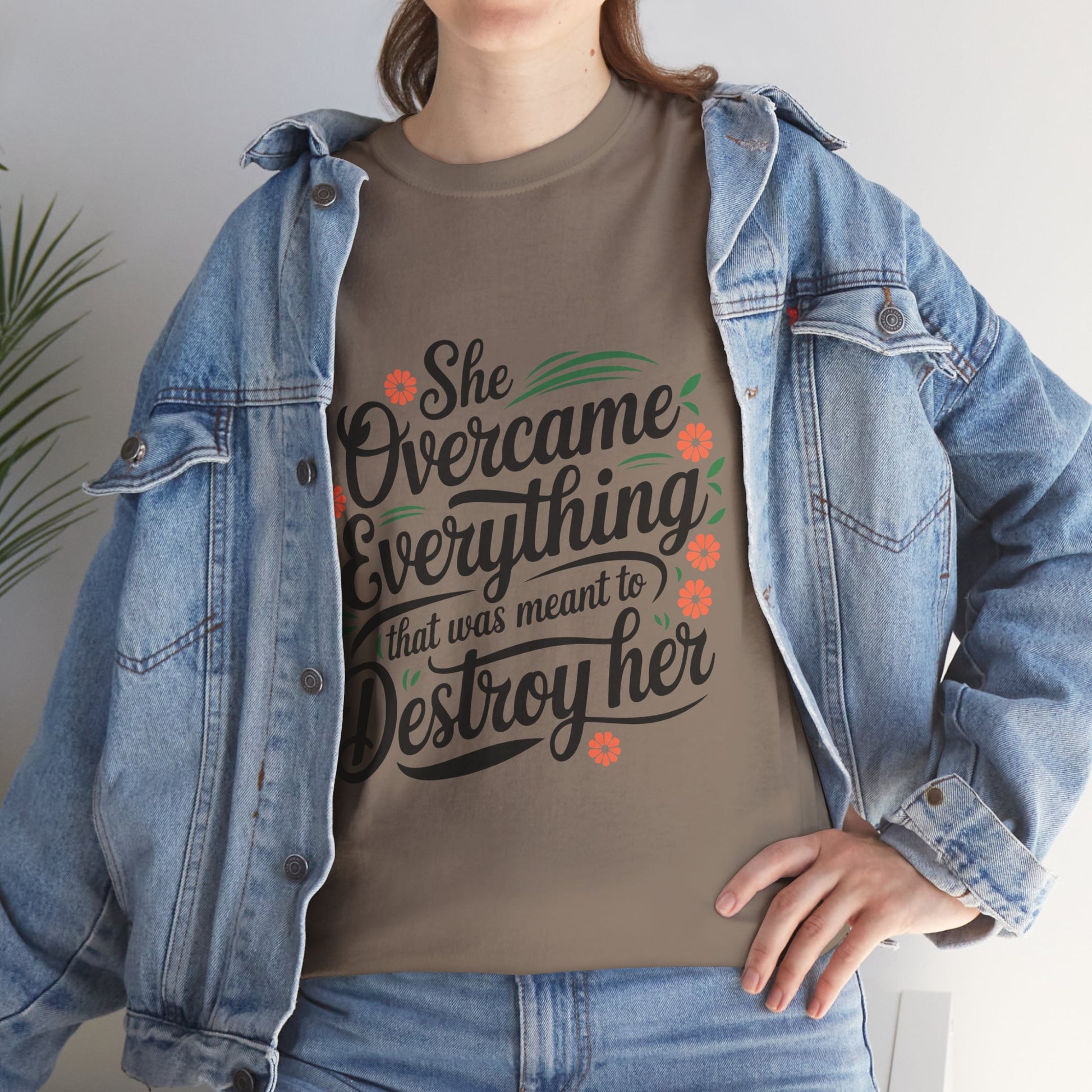 Empowering Women's Quote Unisex Heavy Cotton Tee - 'She Overcame Everything' - GULLYDESIGN