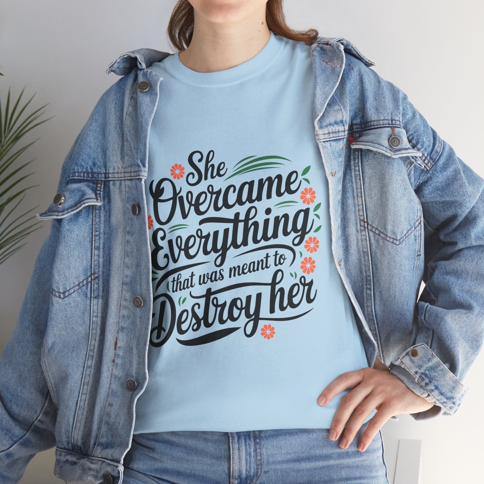 Empowering Women's Quote Unisex Heavy Cotton Tee - 'She Overcame Everything' - GULLYDESIGN