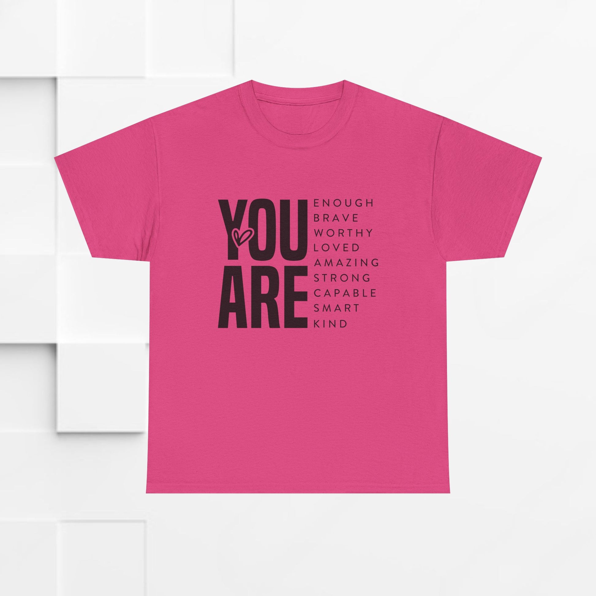 You Are Enough Unisex Heavy Cotton Tee | Inspirational Graphic Tee for Self-Love and Positivity - GULLYDESIGN