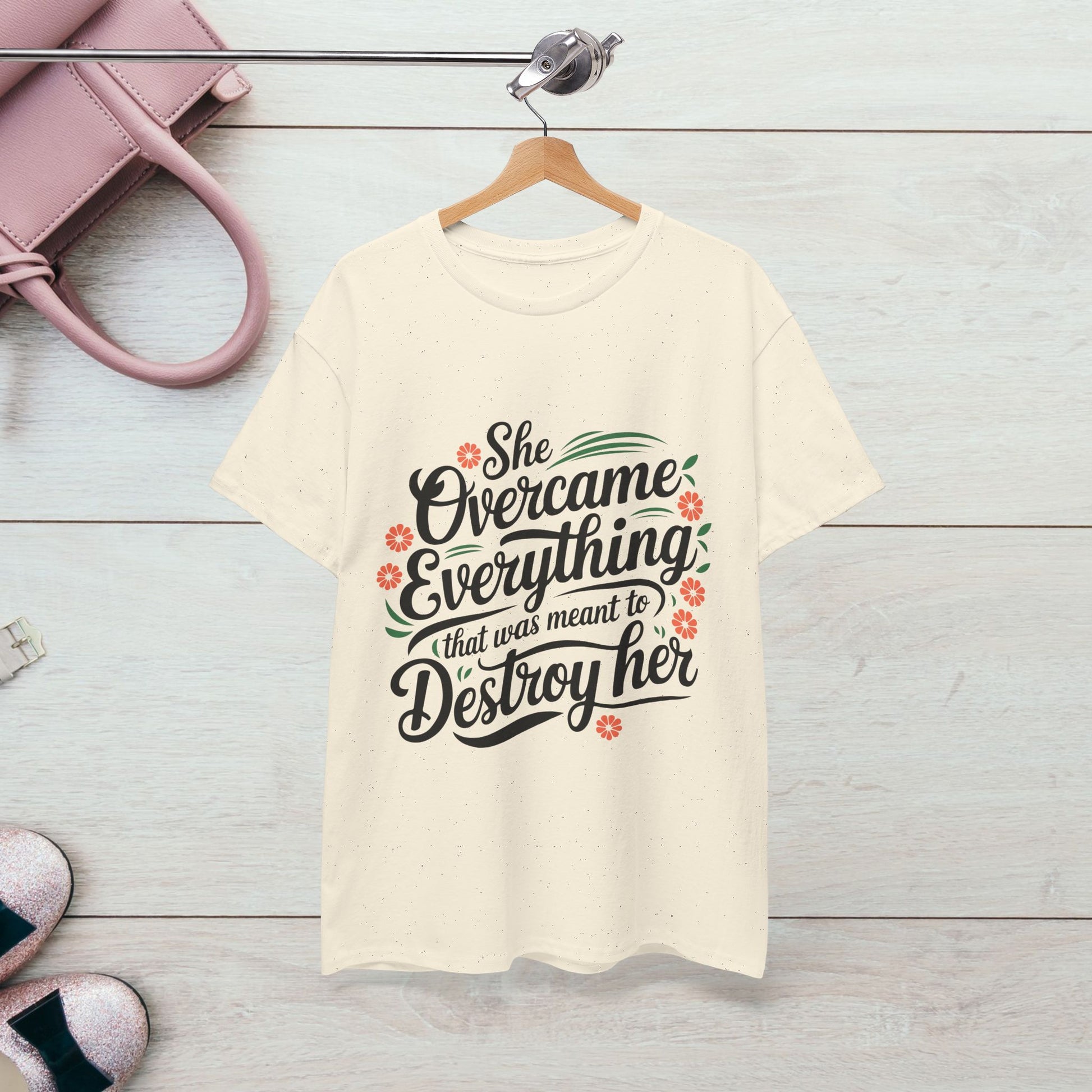 Empowering Women's Quote Unisex Heavy Cotton Tee - 'She Overcame Everything' - GULLYDESIGN