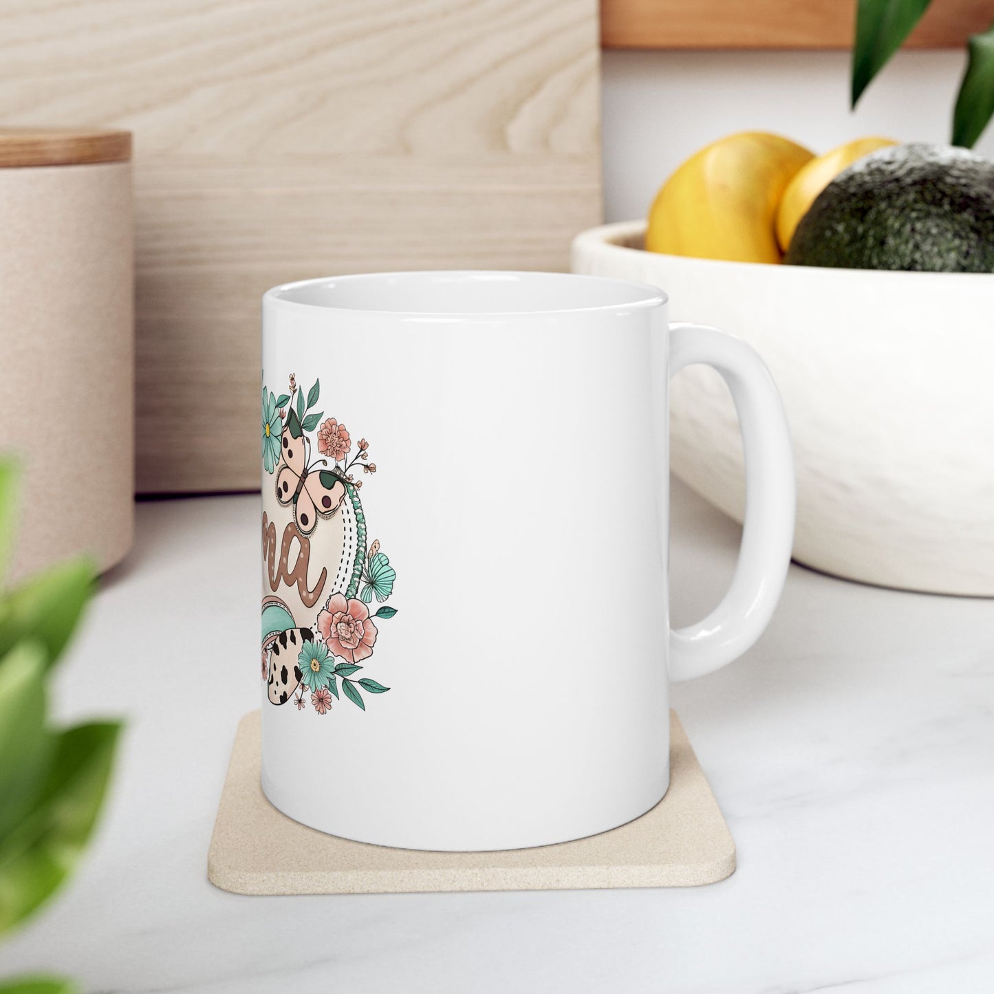 Floral Butterfly Mug for Mama - 11oz & 15oz Ceramic Coffee Cup