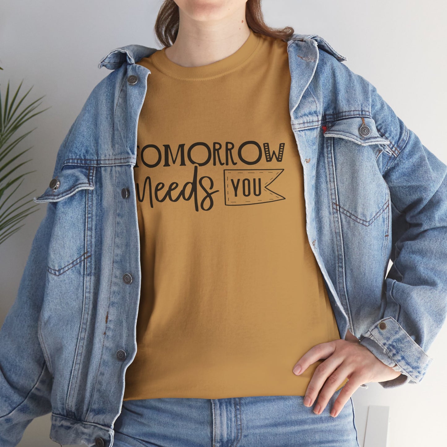 Inspirational Unisex Heavy Cotton Tee - 'Tomorrow Needs You'