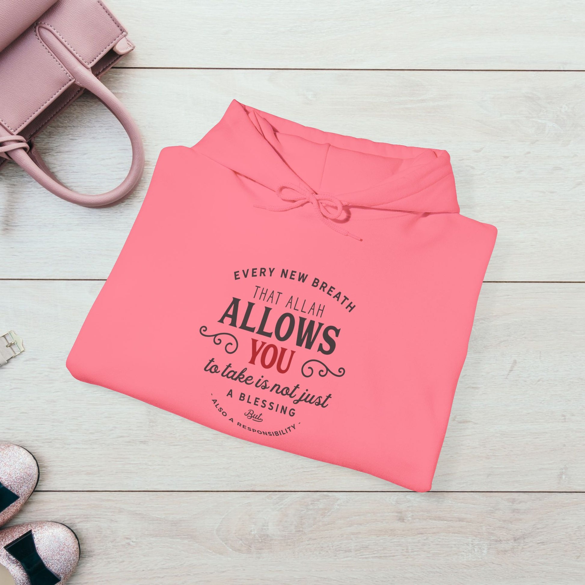 "Every New Breath is a Blessing & a Responsibility"  Unisex Heavy Blend™ Hooded Sweatshirt – Inspirational Islamic Quote - GULLYDESIGN
