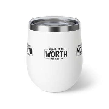 Inspirational Copper Insulated Cup - "Know Your Worth" 12oz - GULLYDESIGN