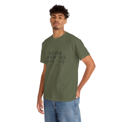 Inspirational Unisex Heavy Cotton Tee - 'Oh How He Loves Us' John 4:10