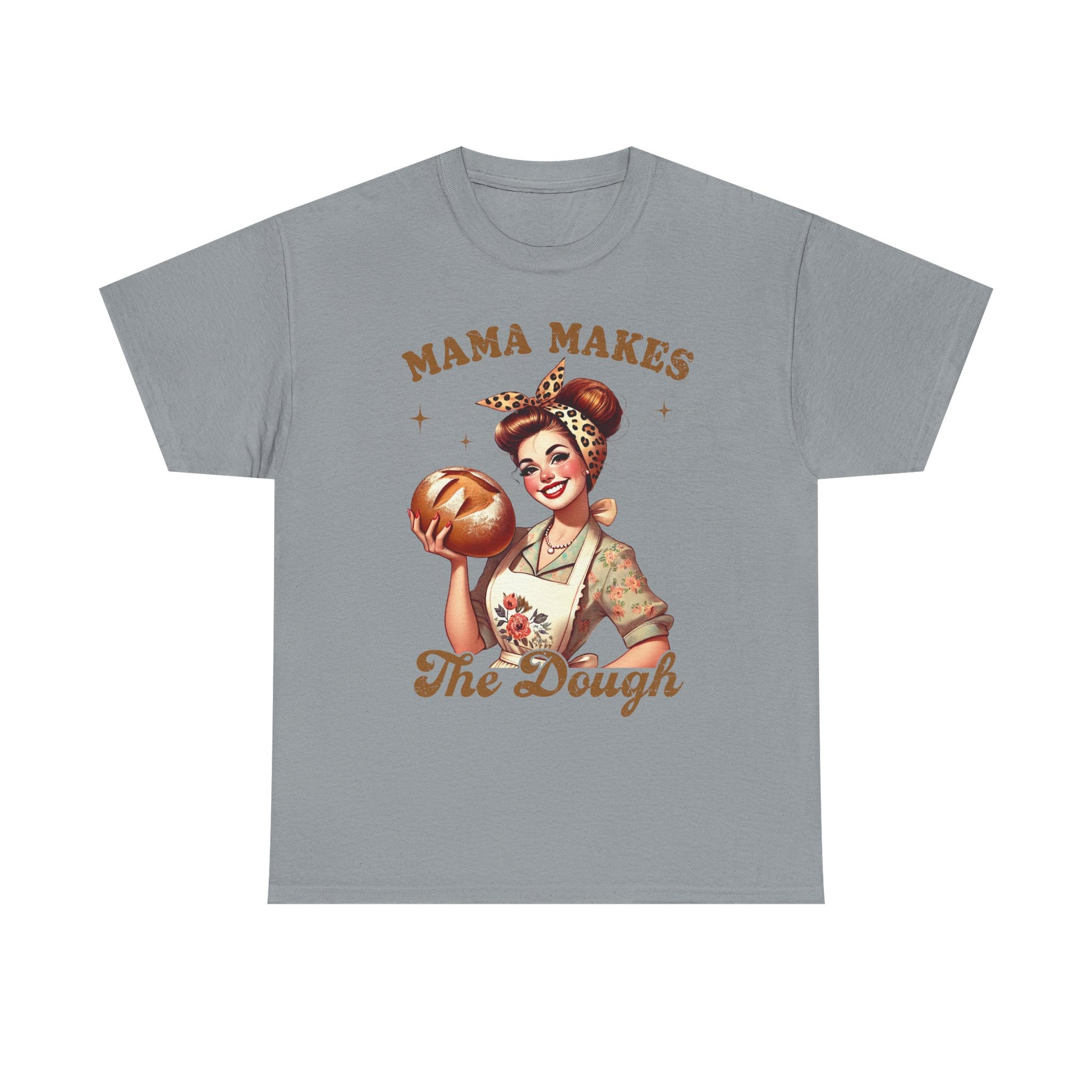 Funny Baking T-Shirt | "Mama Makes The Dough" Unisex Heavy Cotton Tee | Perfect Gift for Moms & Bakers - GULLYDESIGN