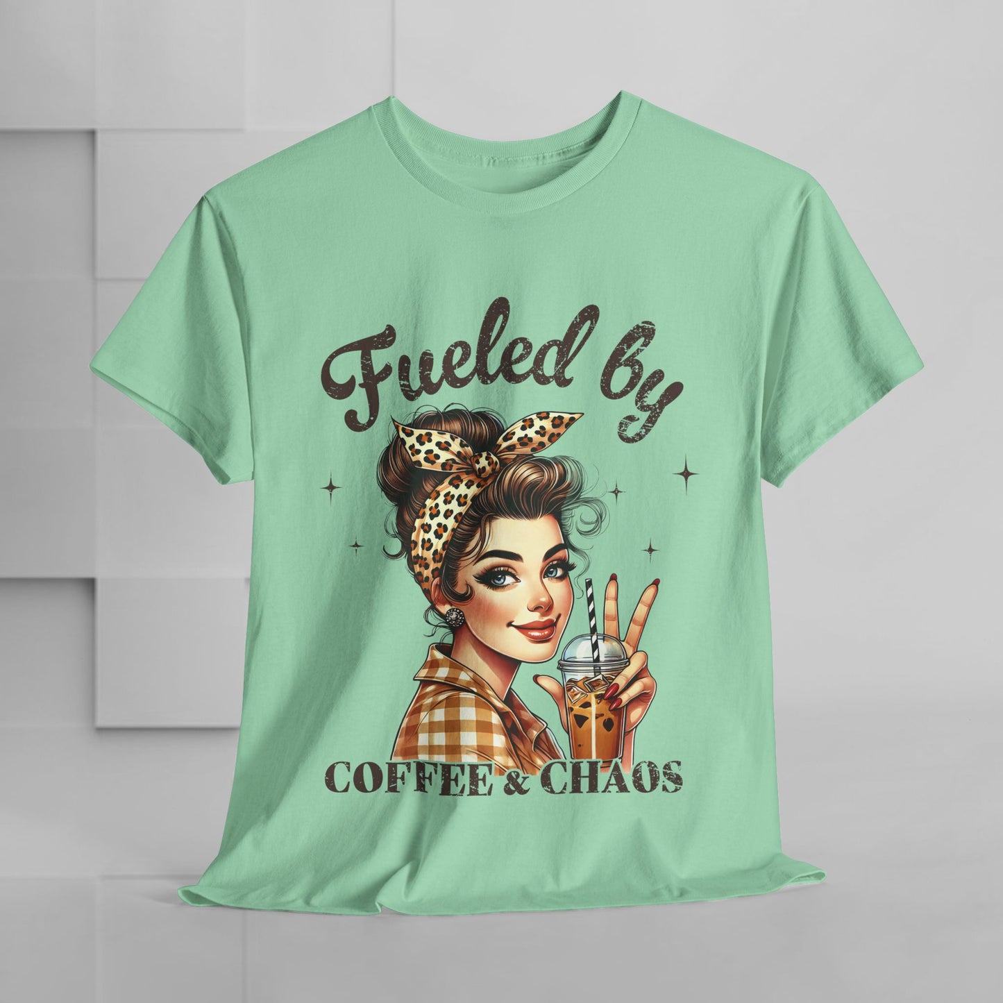 Fueled by Coffee & Chaos Unisex Tee - Fun Graphic Shirt for Coffee Lovers