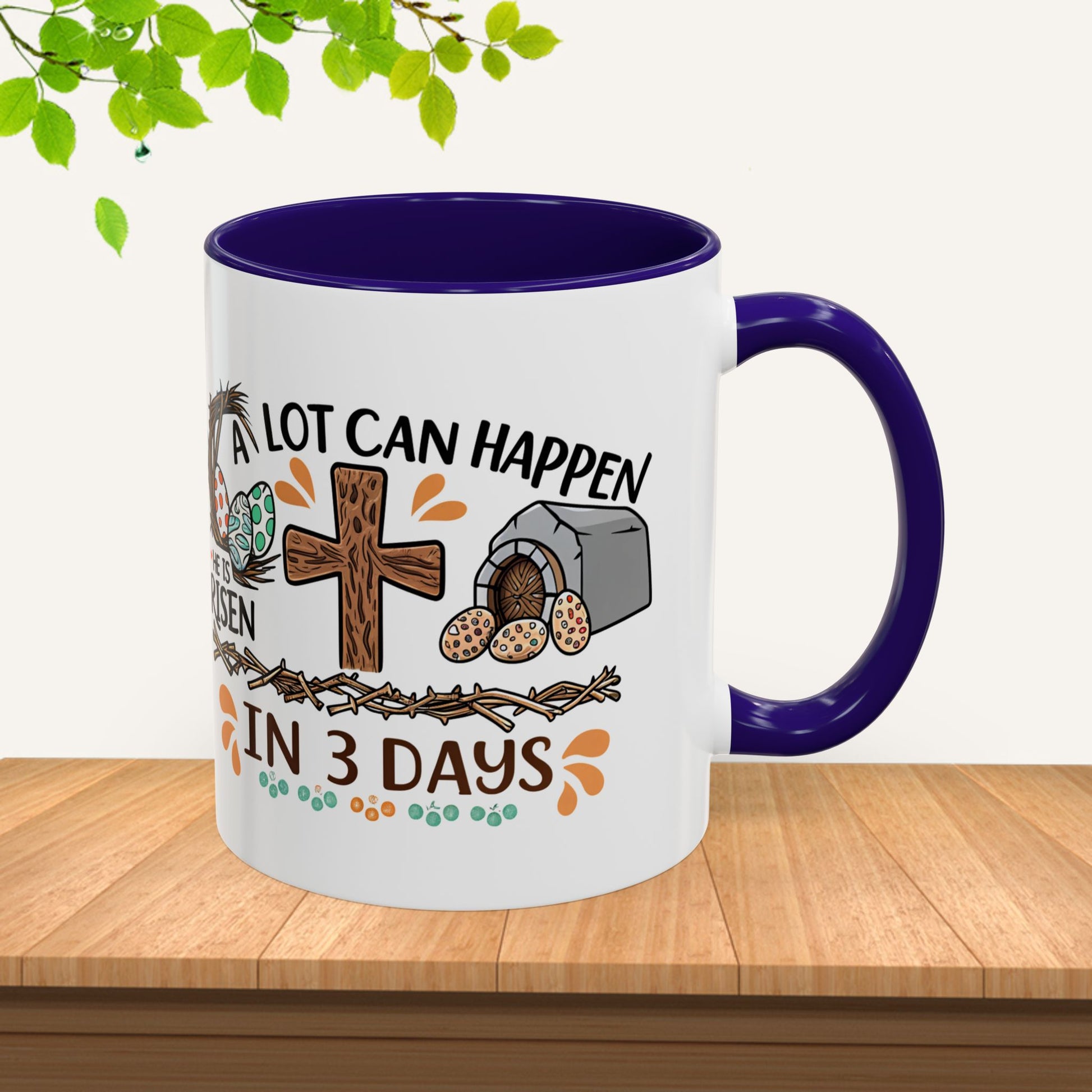 Inspirational Easter Mug - "A Lot Can Happen in 3 Days" - Colorful 11oz & 15oz Coffee Cup - GULLYDESIGN