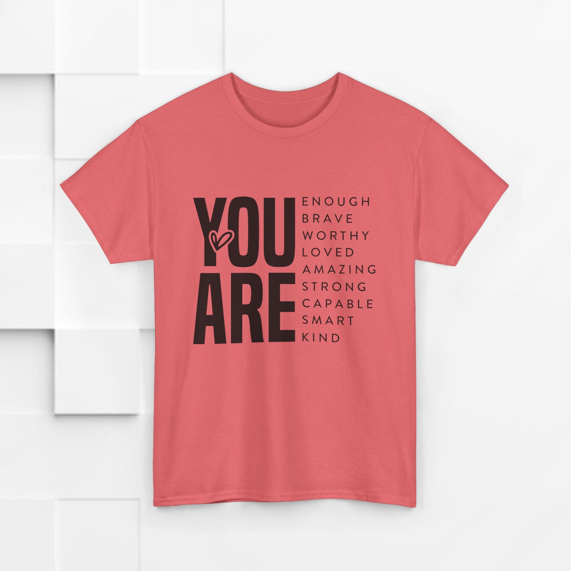 You Are Enough Unisex Heavy Cotton Tee | Inspirational Graphic Tee for Self-Love and Positivity - GULLYDESIGN