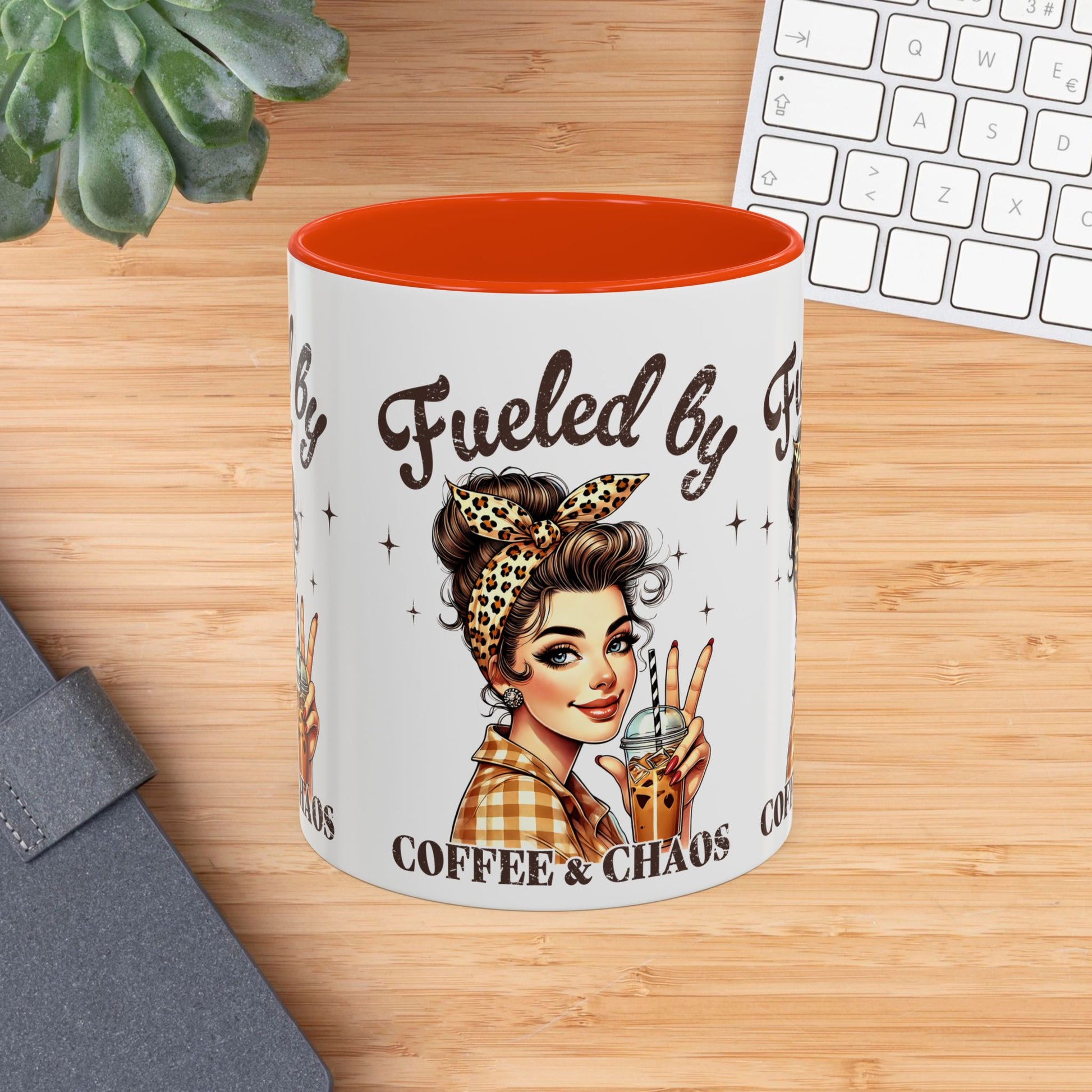 Colorful Coffee Mug - "Fueled by Coffee & Chaos" - Fun & Trendy Drinkware for Coffee Lovers - GULLYDESIGN