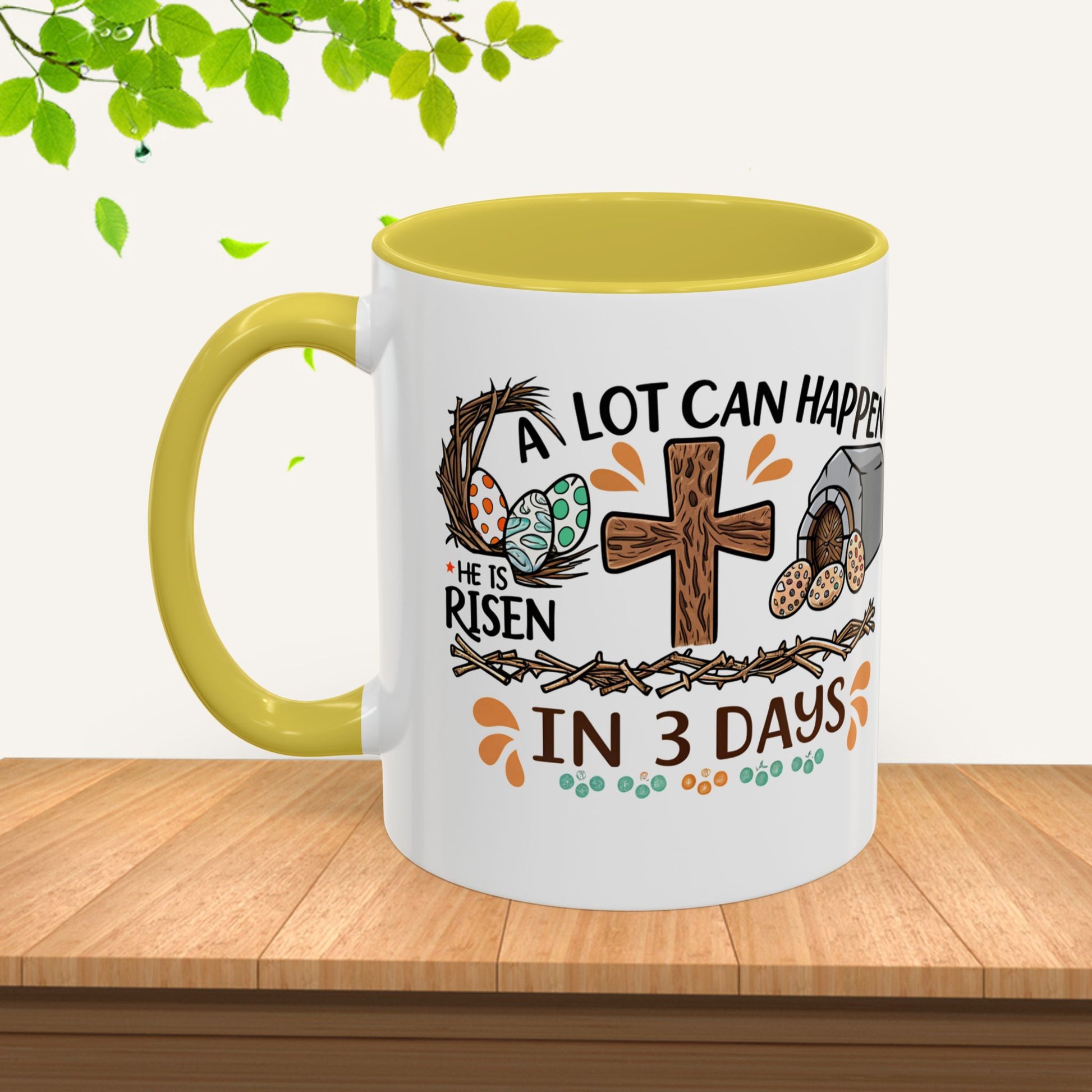 Inspirational Easter Mug - "A Lot Can Happen in 3 Days" - Colorful 11oz & 15oz Coffee Cup - GULLYDESIGN