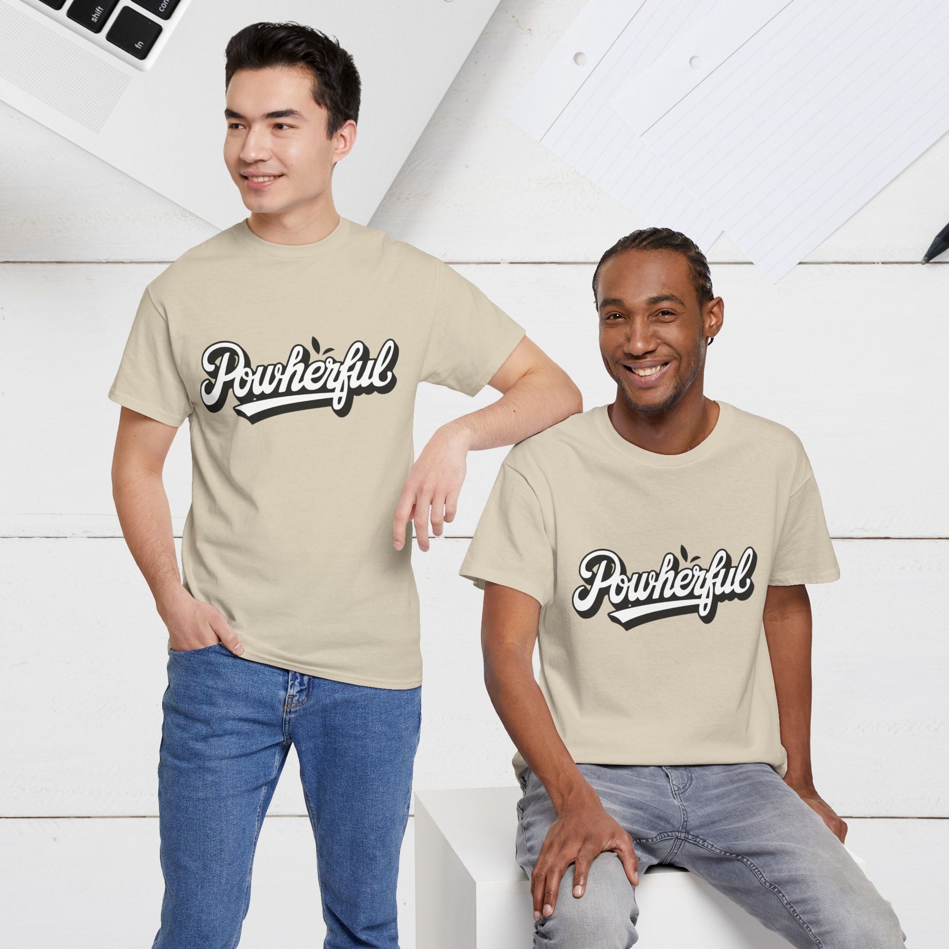 Unisex Heavy Cotton Tee - 'Powerful' Graphic Tee for Empowerment and Self-Expression - GULLYDESIGN