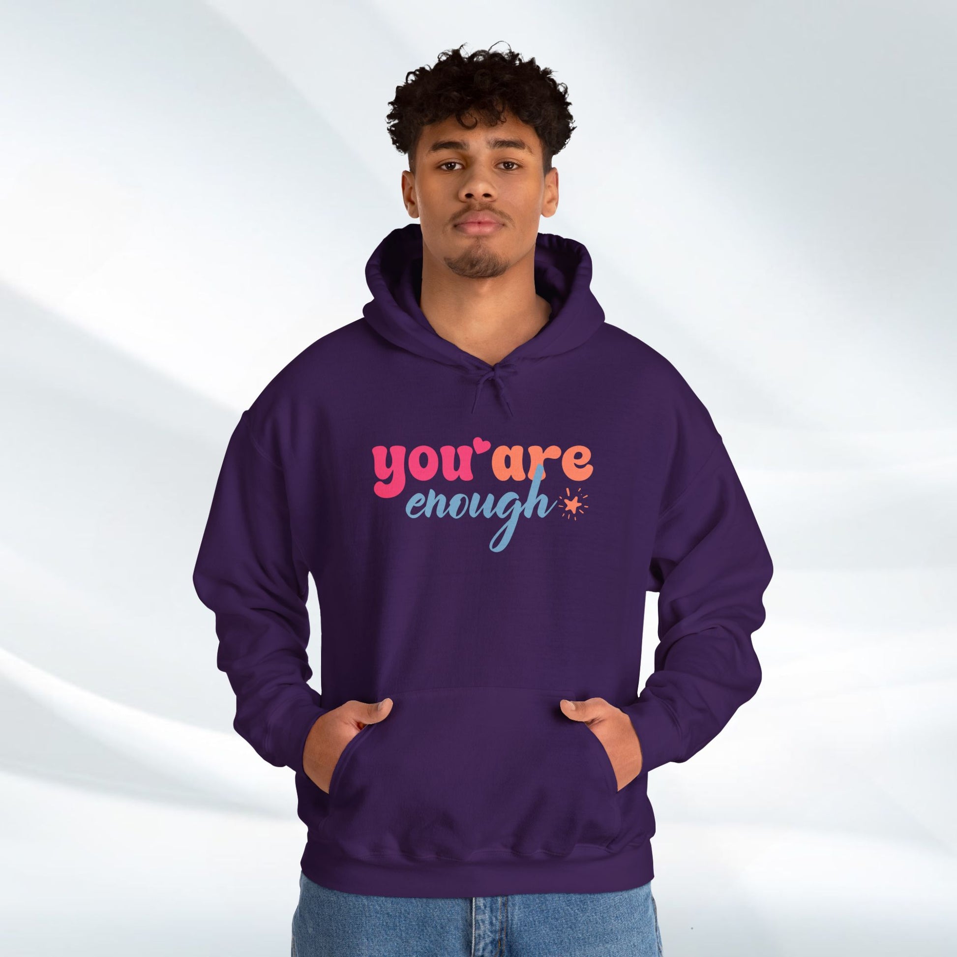 Inspirational Unisex Hoodie - 'You Are Enough' Motivational Sweatshirt for Self-Love & Positivity - GULLYDESIGN