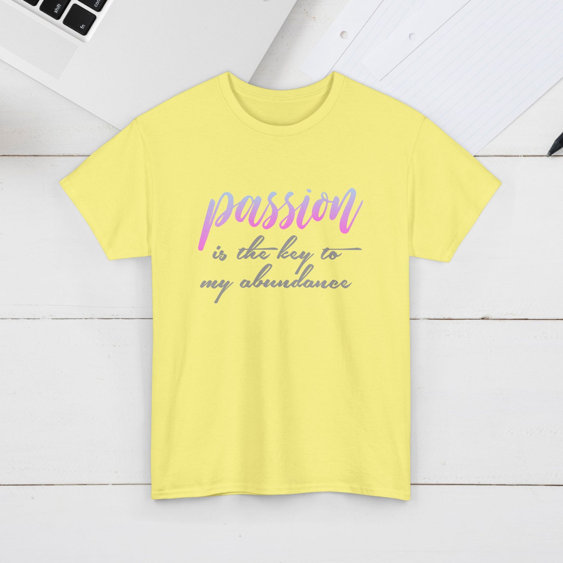 Passion is the Key Unisex Heavy Cotton Tee - Motivational T-Shirt for Inspiration and Abundance - GULLYDESIGN