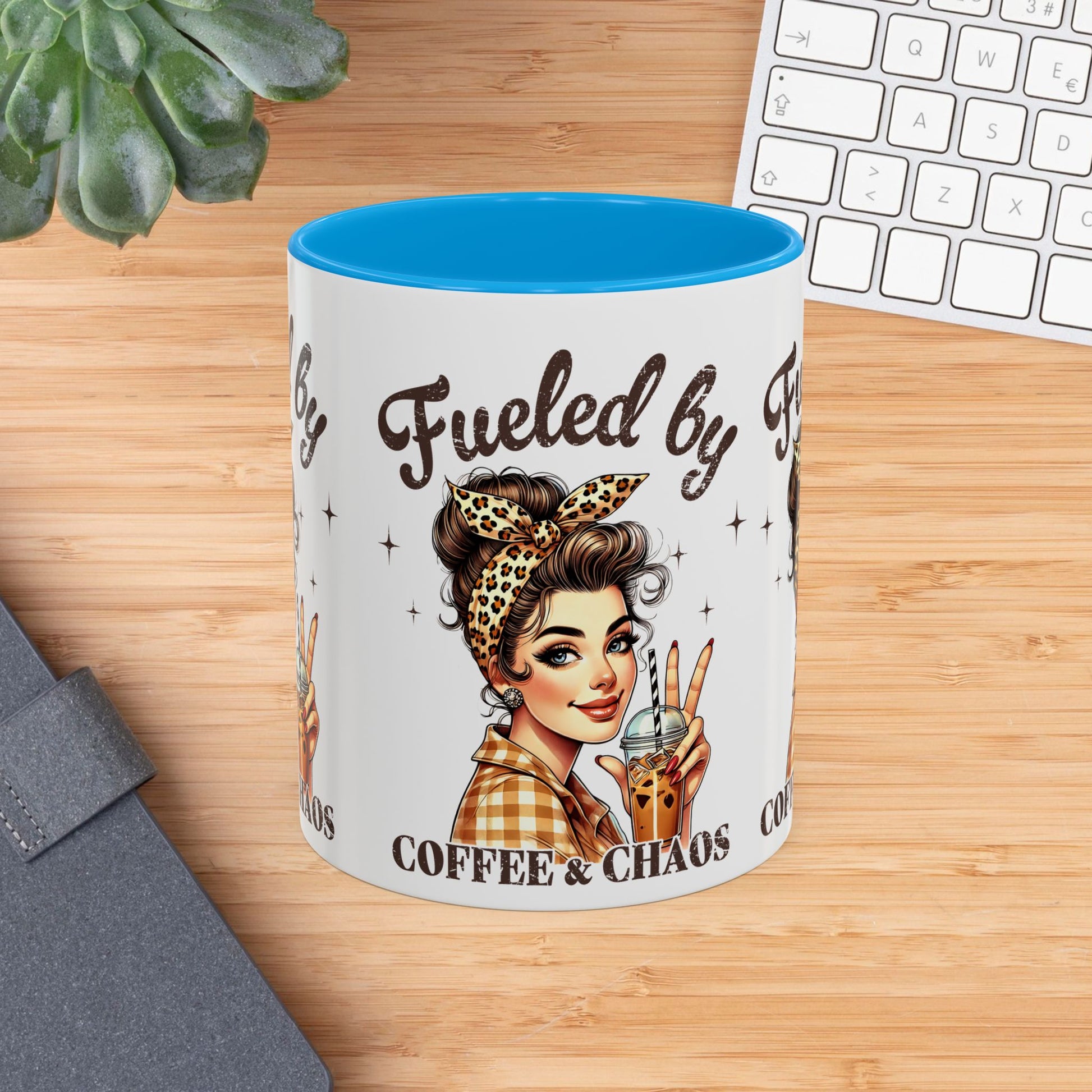 Colorful Coffee Mug - "Fueled by Coffee & Chaos" - Fun & Trendy Drinkware for Coffee Lovers - GULLYDESIGN