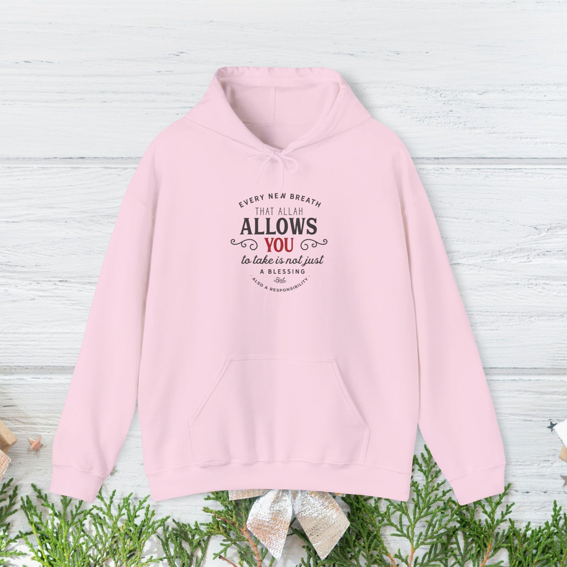 "Every New Breath is a Blessing & a Responsibility"  Unisex Heavy Blend™ Hooded Sweatshirt – Inspirational Islamic Quote - GULLYDESIGN