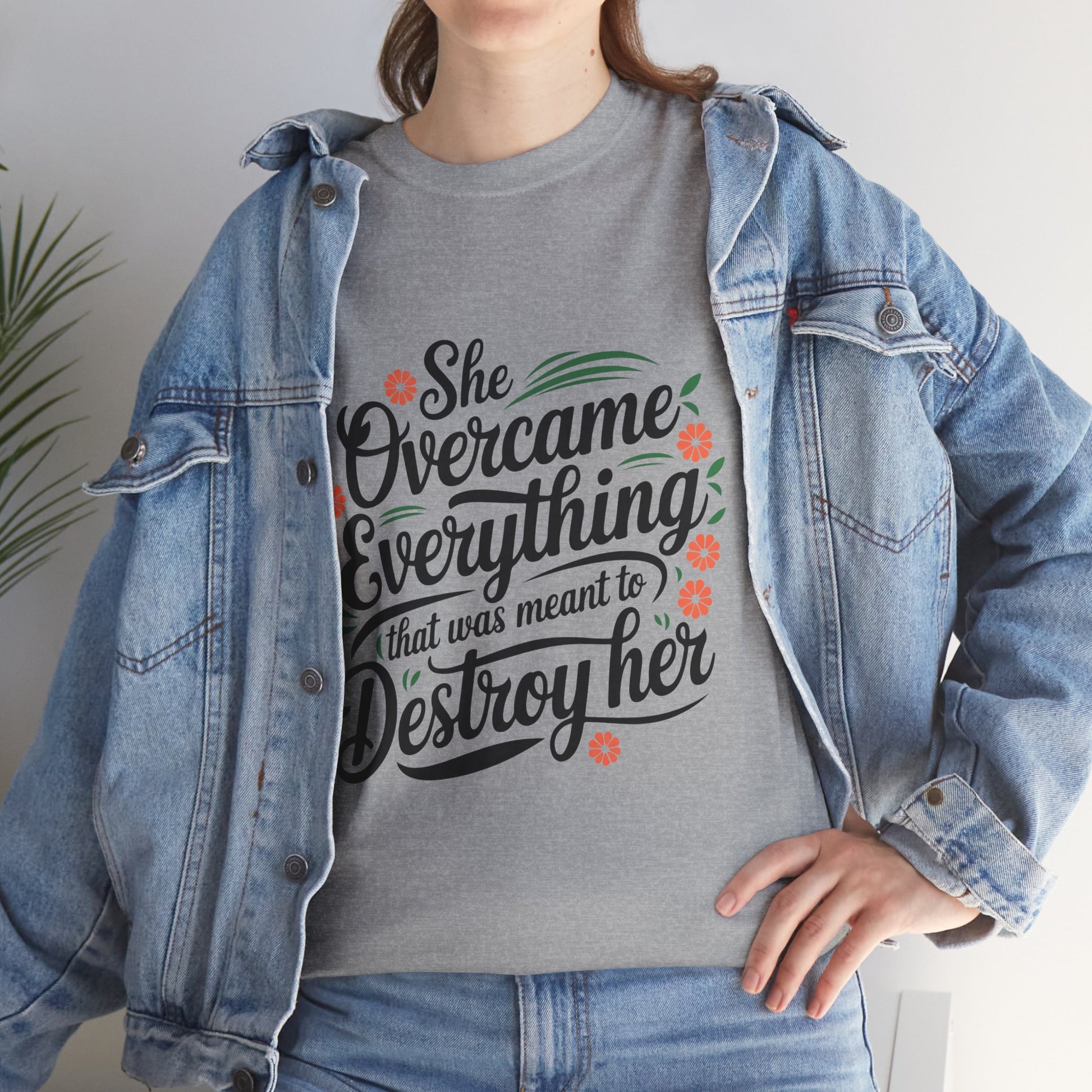 Empowering Women's Quote Unisex Heavy Cotton Tee - 'She Overcame Everything' - GULLYDESIGN