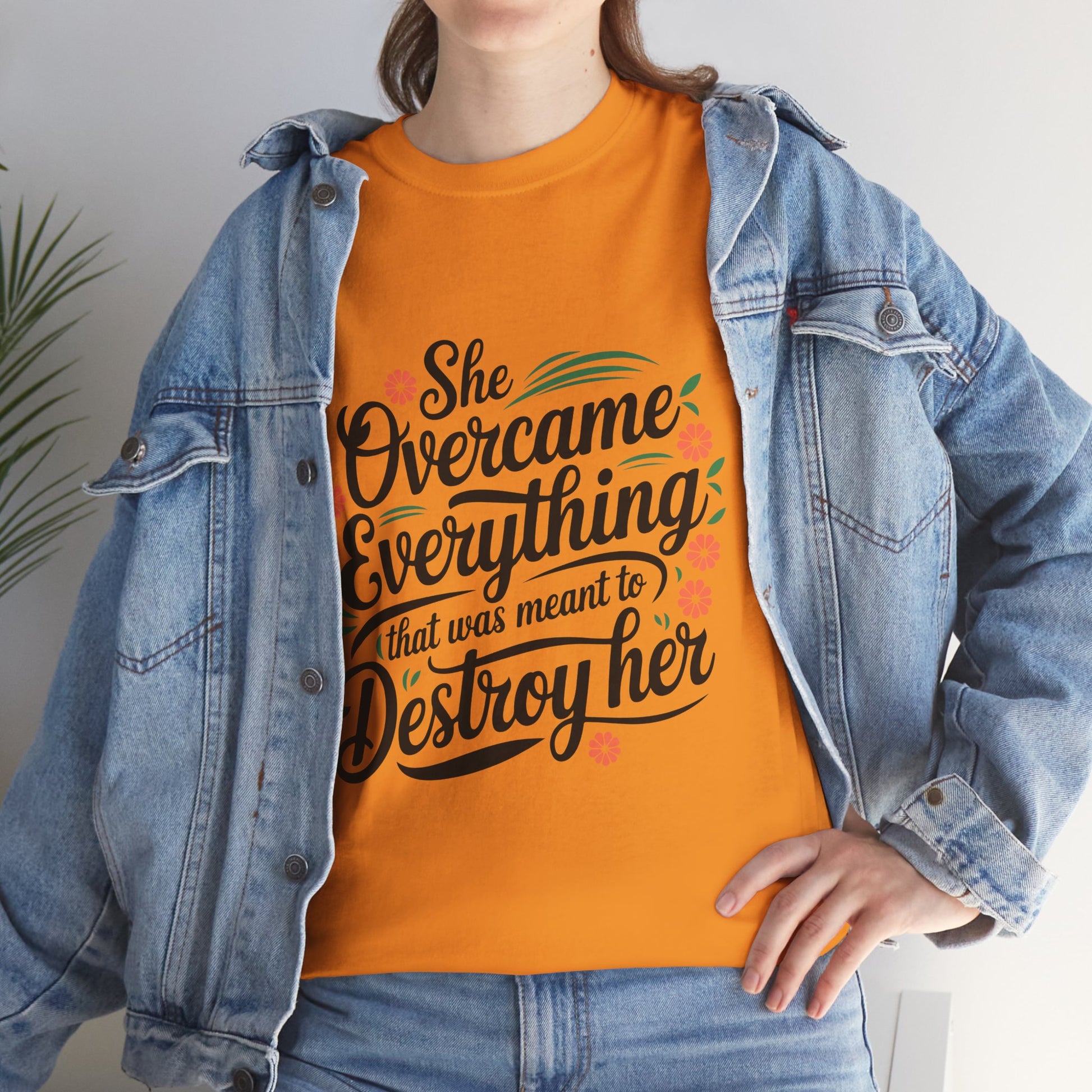 Empowering Women's Quote Unisex Heavy Cotton Tee - 'She Overcame Everything' - GULLYDESIGN