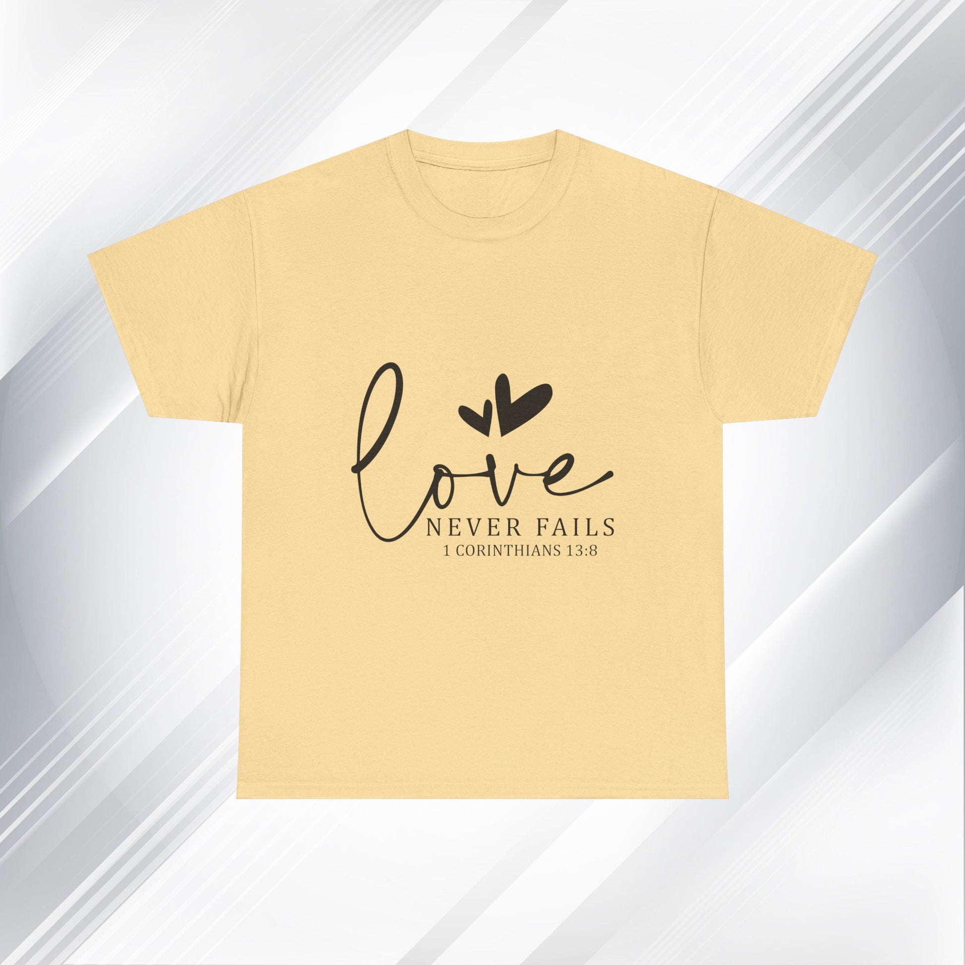 Love Never Fails Unisex Heavy Cotton Tee - Inspirational Christian T-Shirt - GULLYDESIGN