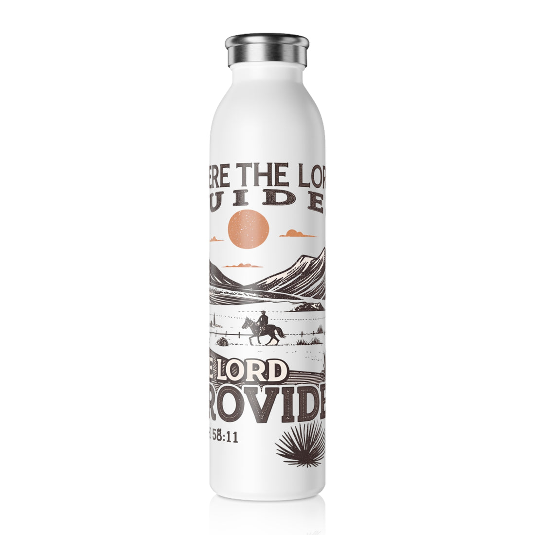 Inspirational Slim Water Bottle - ‘Where the Lord Guides’ | Faith-Based Hydration for Adventurers
