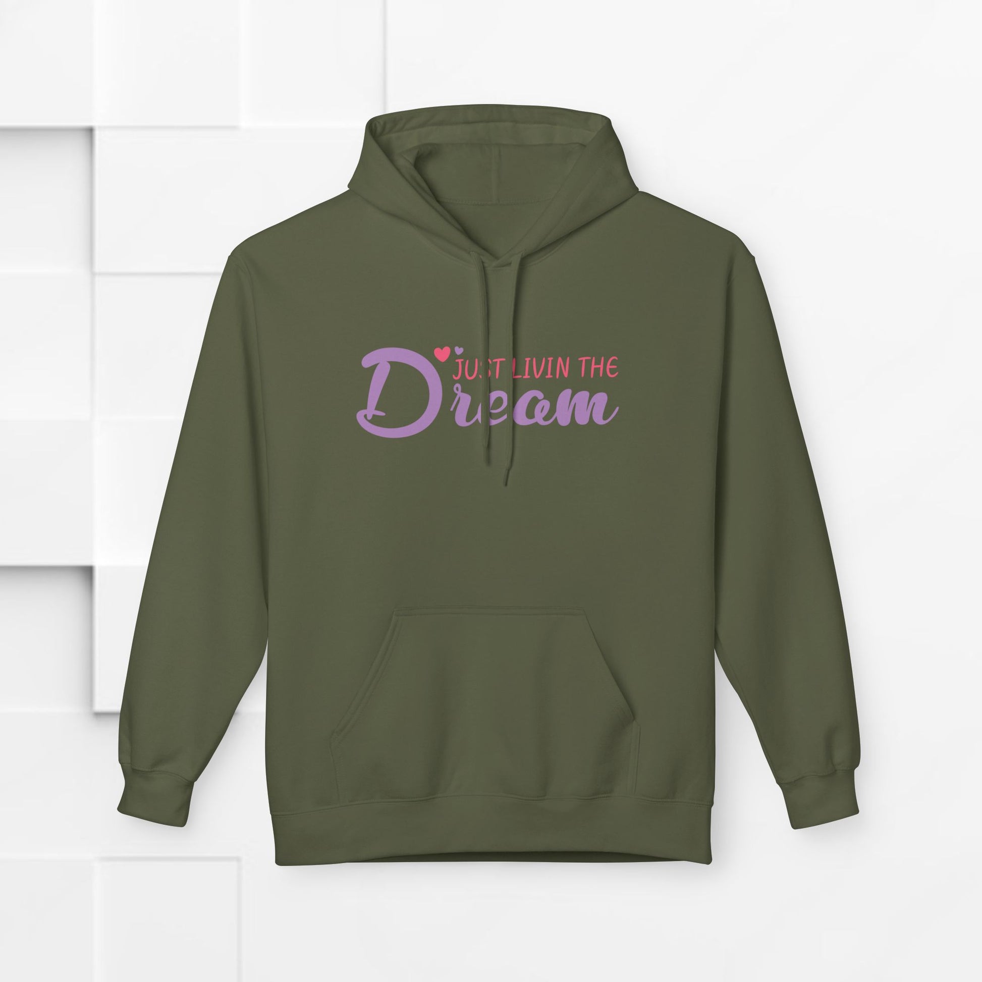 Just Livin' The Dream Hoodie - Unisex Midweight Softstyle Fleece, Cozy Casual Wear - GULLYDESIGN