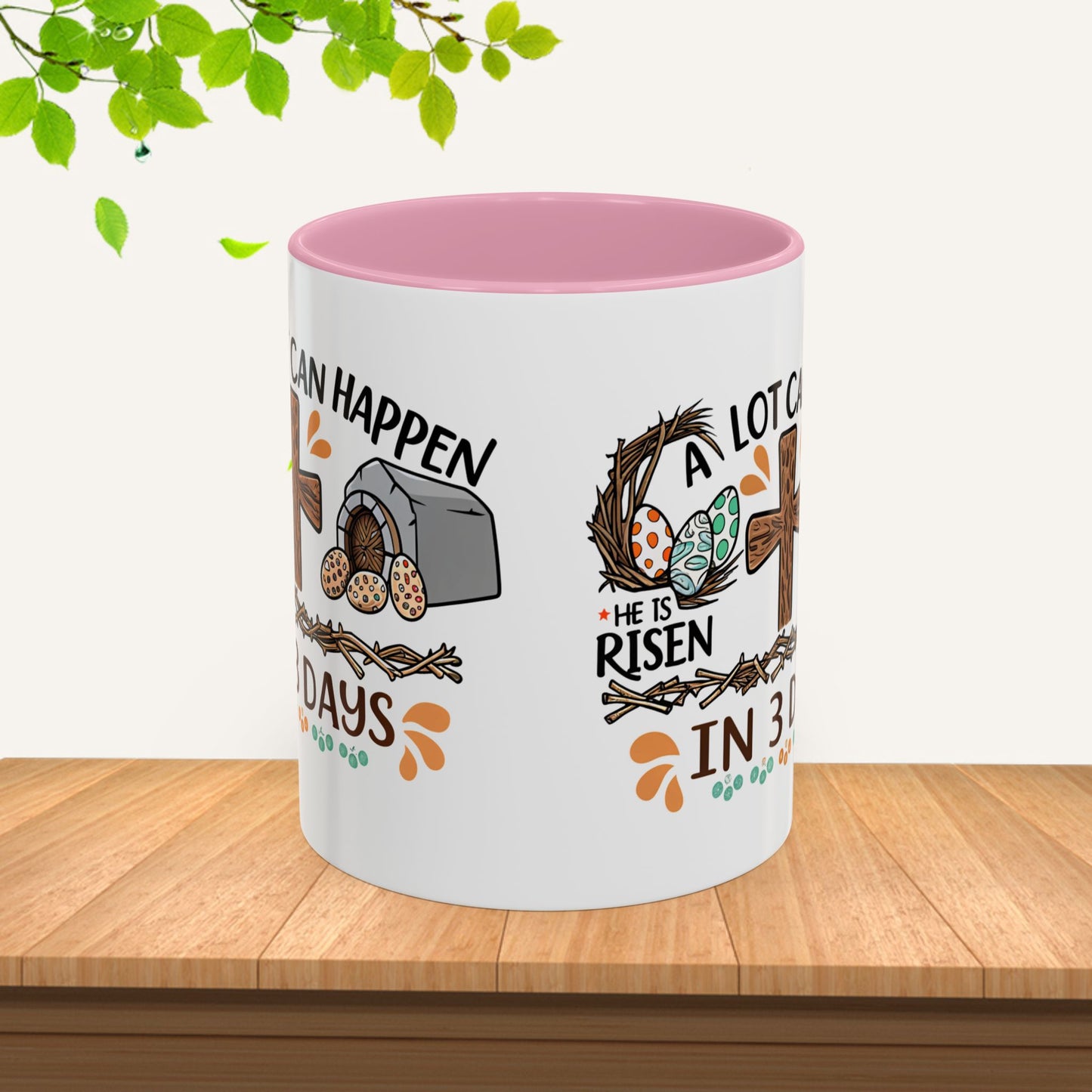 Inspirational Easter Mug - "A Lot Can Happen in 3 Days" - Colorful 11oz & 15oz Coffee Cup - GULLYDESIGN