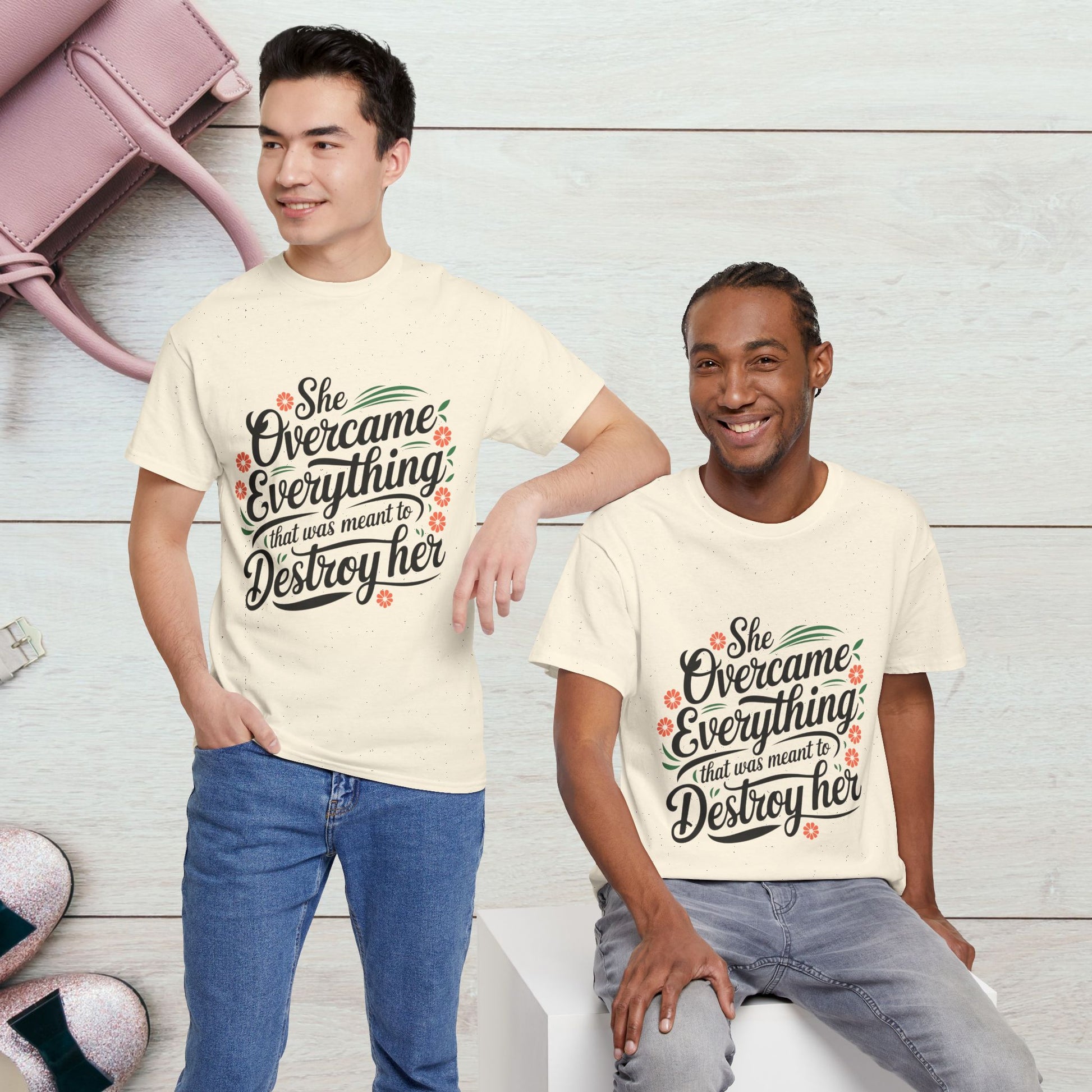 Empowering Women's Quote Unisex Heavy Cotton Tee - 'She Overcame Everything' - GULLYDESIGN